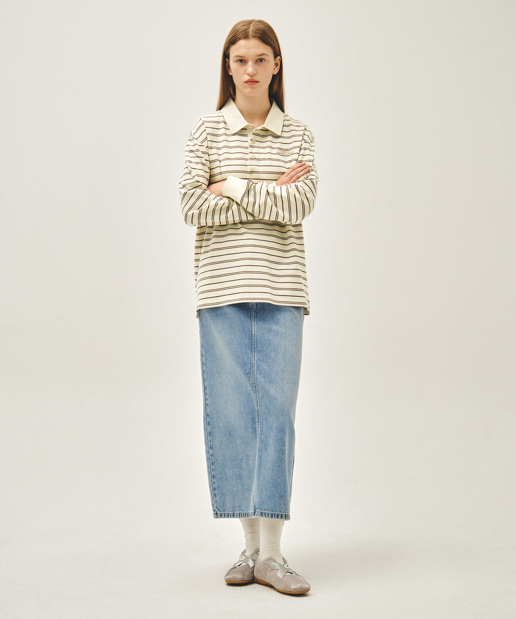 Marithe & Francois Girbaud - Stripe Pique Long Sleeve Tee (Ivory) product image 5 | TRAB K-Fashion Australia