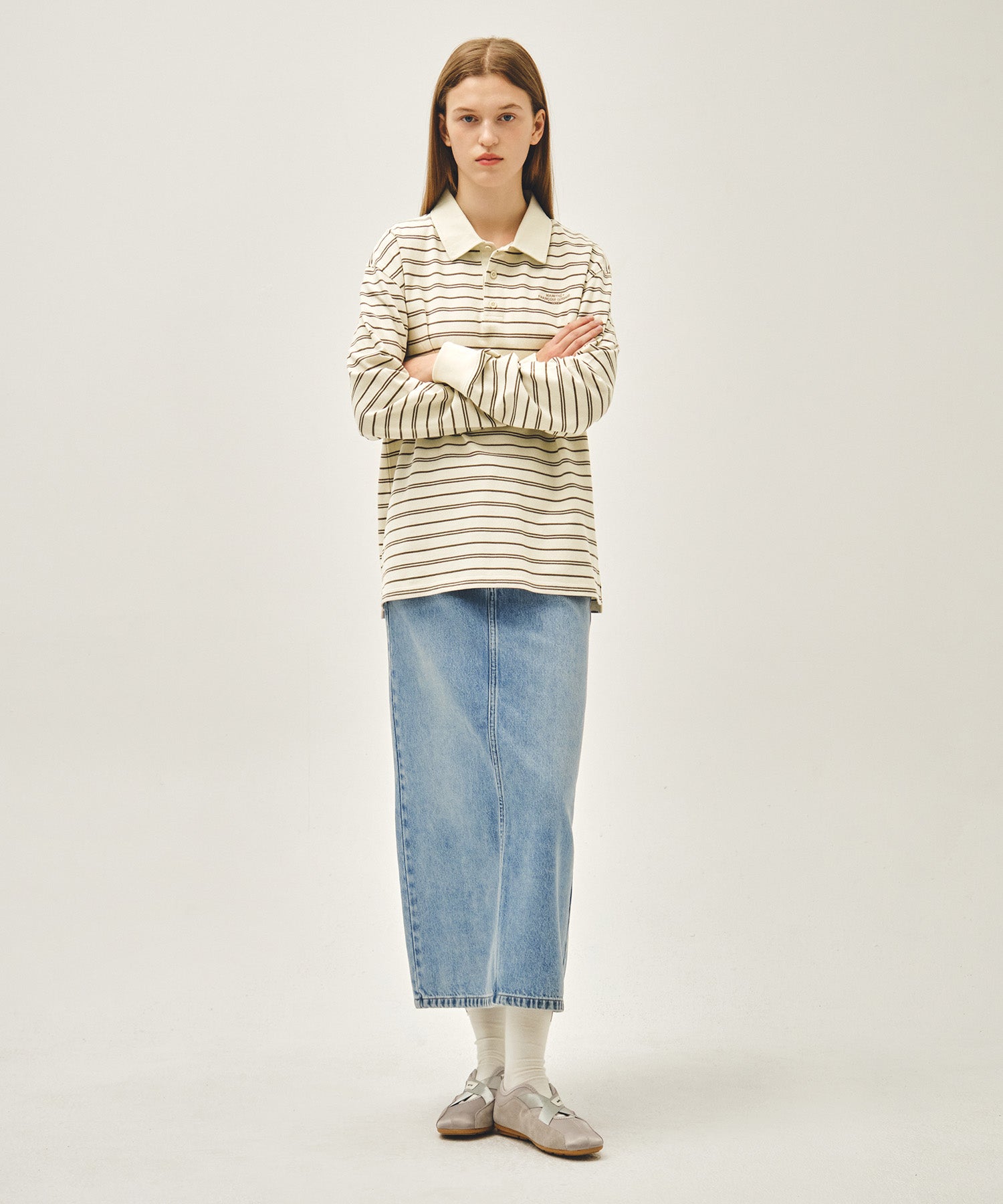 Marithe & Francois Girbaud - Stripe Pique Long Sleeve Tee (Ivory) product image 5 | TRAB K-Fashion Australia