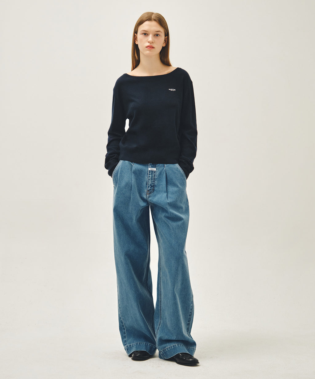 Marithe & Francois Girbaud - Boat Neck Knit Pullover (Navy) product image 5 | TRAB K-Fashion Australia