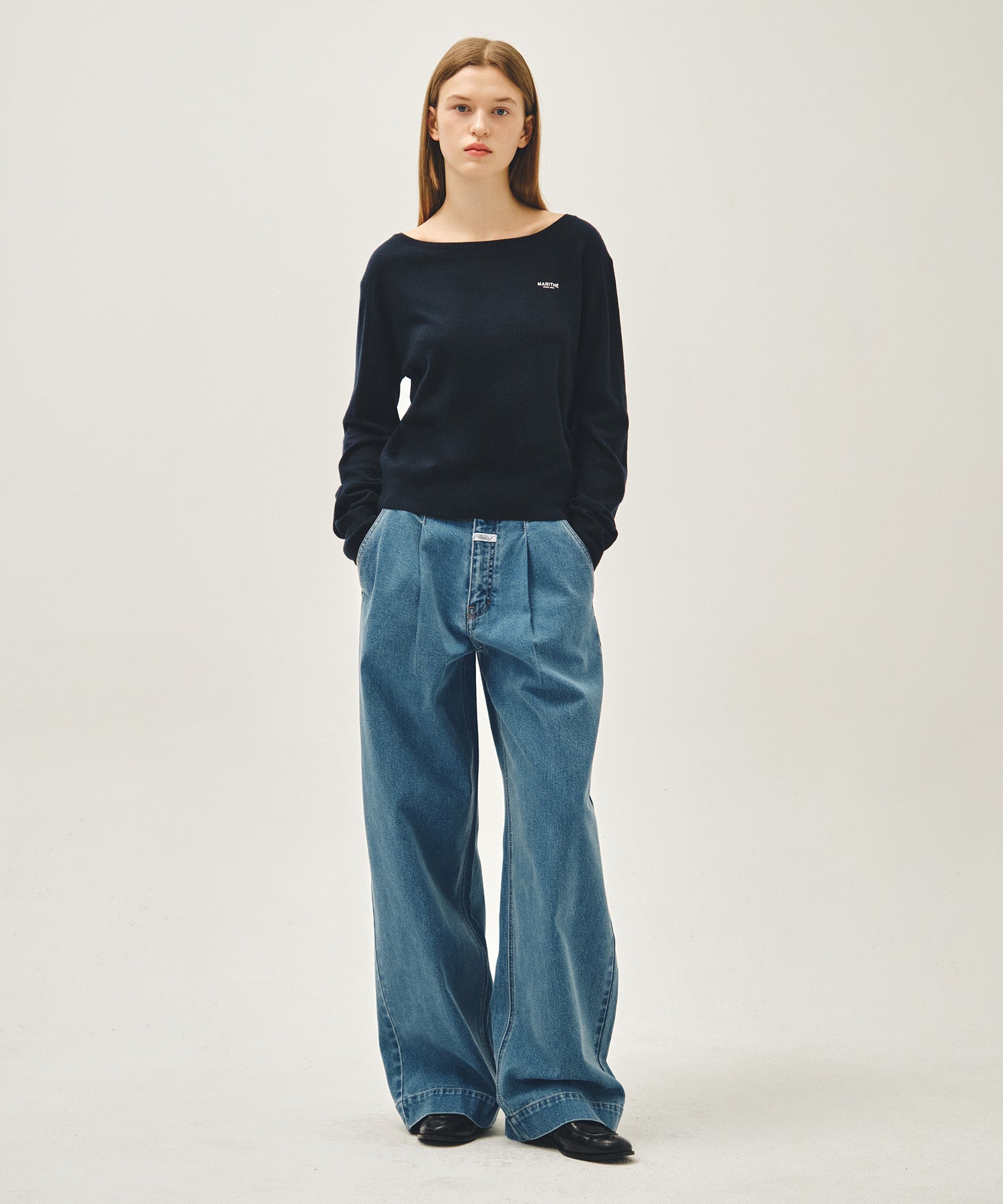 Marithe & Francois Girbaud - Boat Neck Knit Pullover (Navy) product image 5 | TRAB K-Fashion Australia