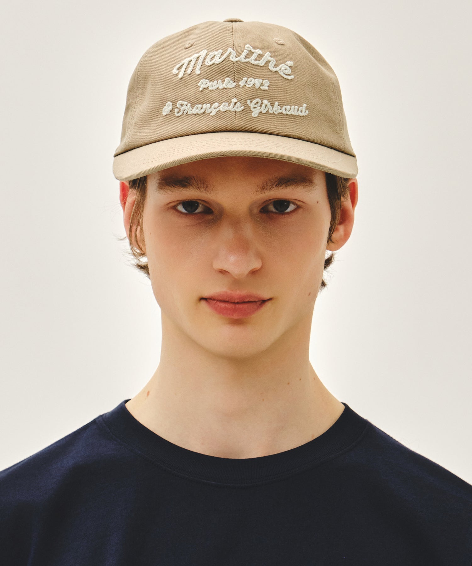 Marithe & Francois Girbaud - Chain Embroidery Flat Brim Cap (Beige) product image 5 | TRAB K-Fashion Australia