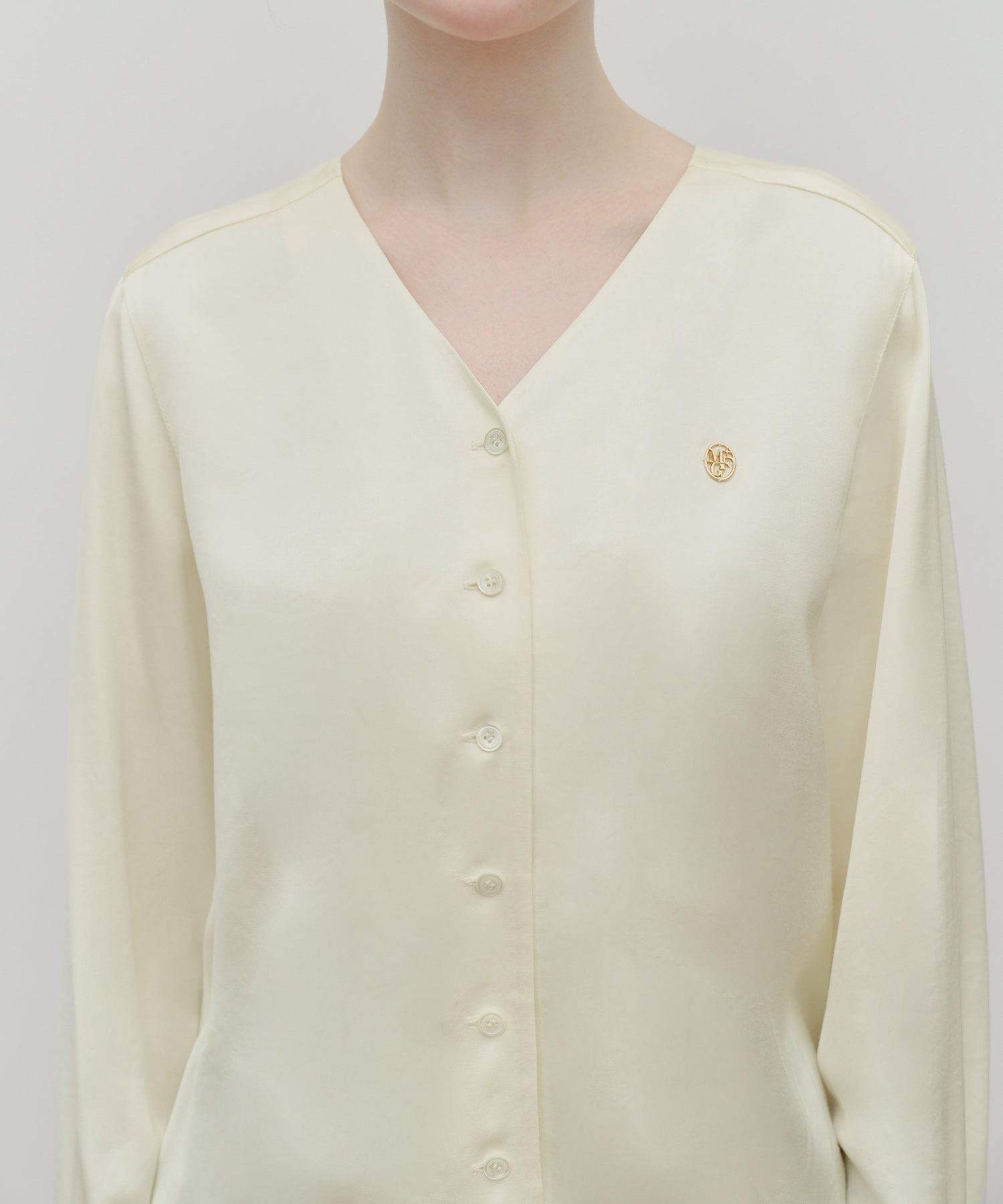 Marithe & Francois Girbaud - V-neck Tie Blouse (Ivory) product image 5 | TRAB K-Fashion Australia