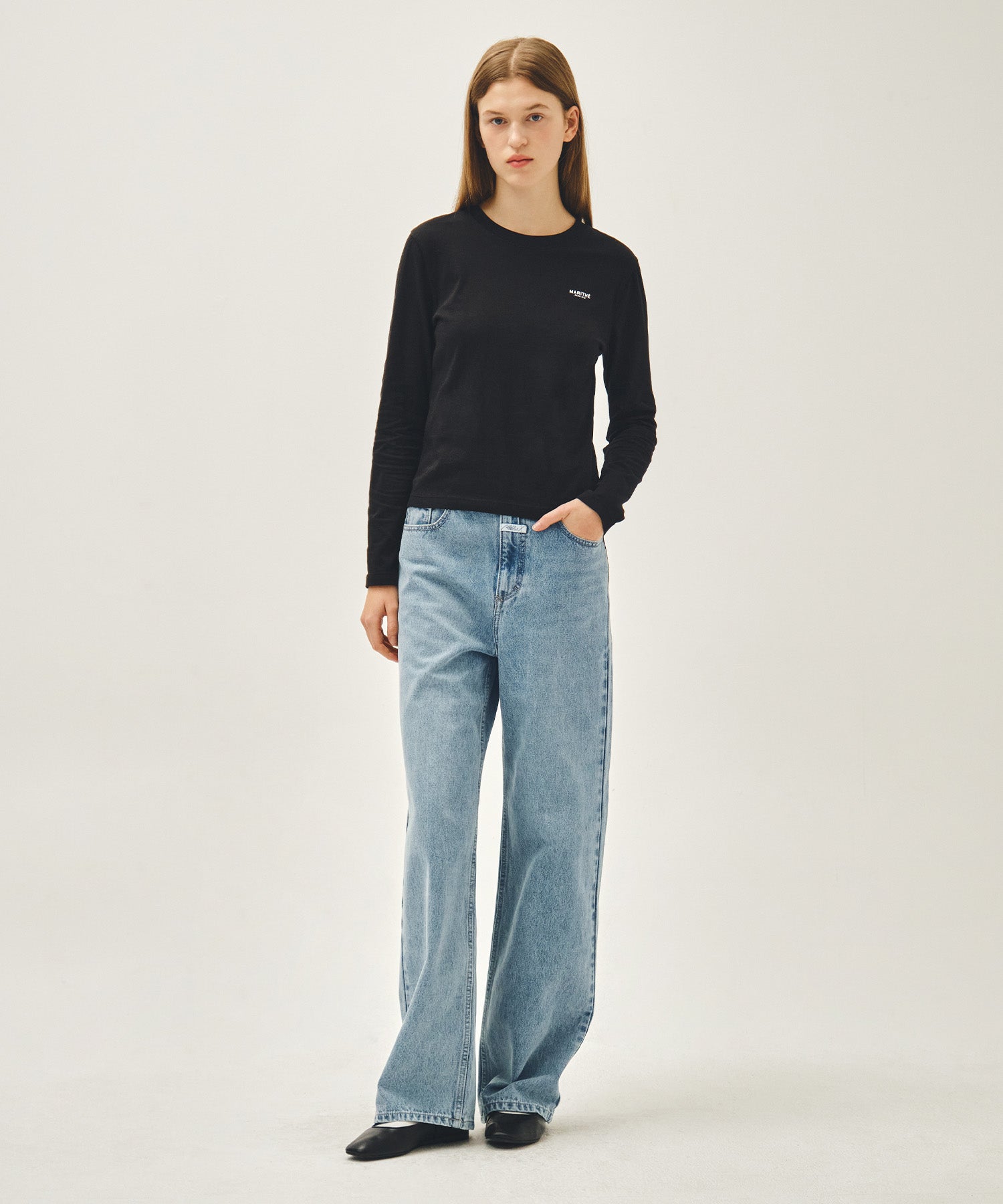 Marithe & Francois Girbaud - Regular Logo Long Sleeve Tee (Black) product image 5 | TRAB K-Fashion Australia