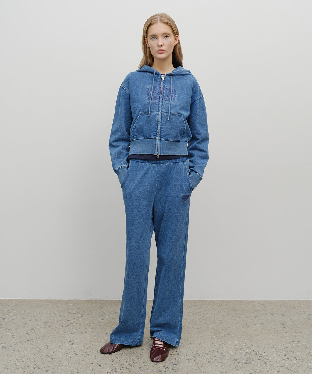 Marithe & Francois Girbaud - Embroidery Classic Logo Crop Hoodie Zipup (Blue) product image 5 | TRAB K-Fashion Australia