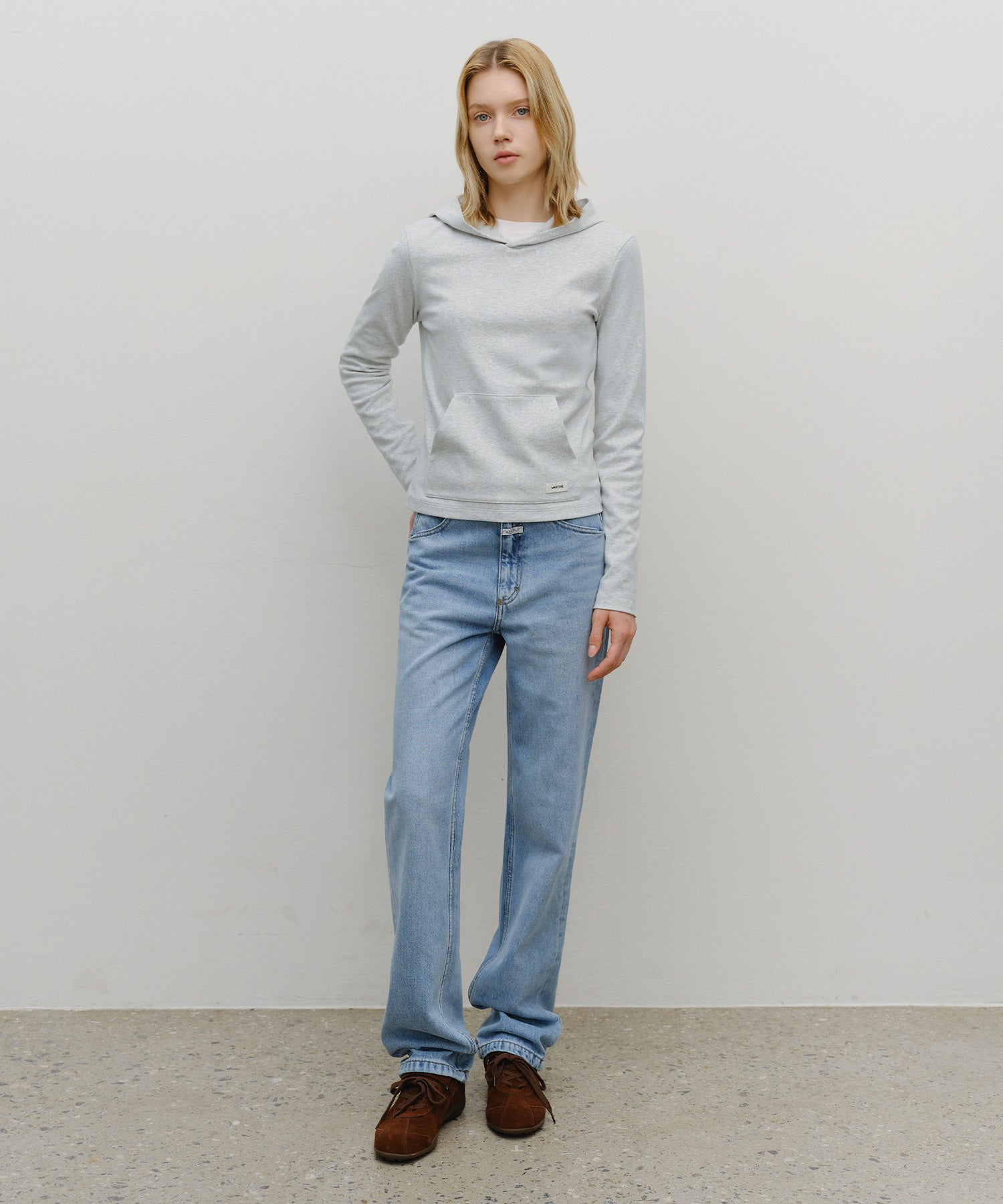 Marithe & Francois Girbaud - Basic Hoodie Long Sleeve (Light Heather Gray) product image 5 | TRAB K-Fashion Australia