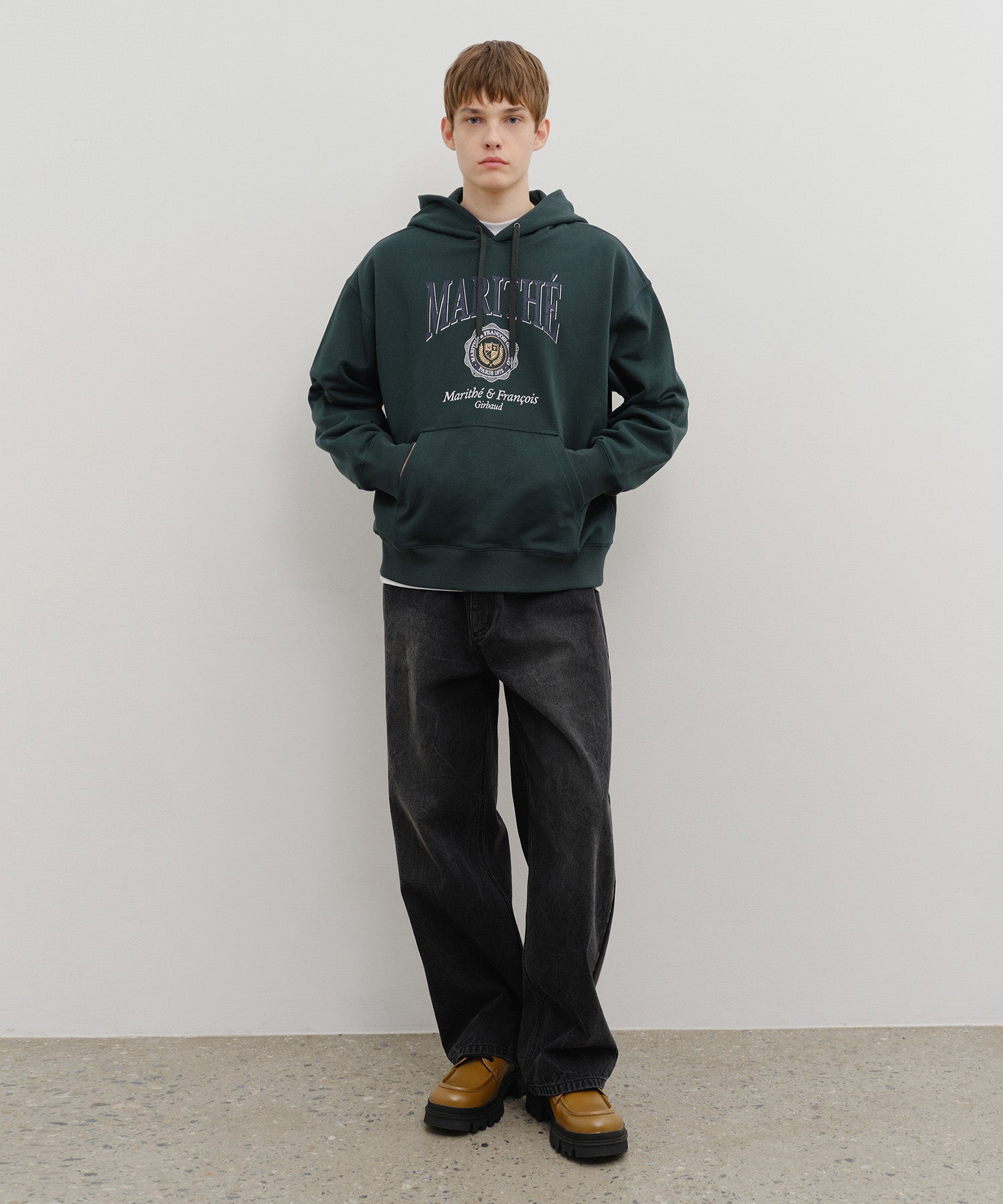 Marithe & Francois Girbaud - Crest Crack Logo Oversized Hoodie (Dark Green) product image 5 | TRAB K-Fashion Australia