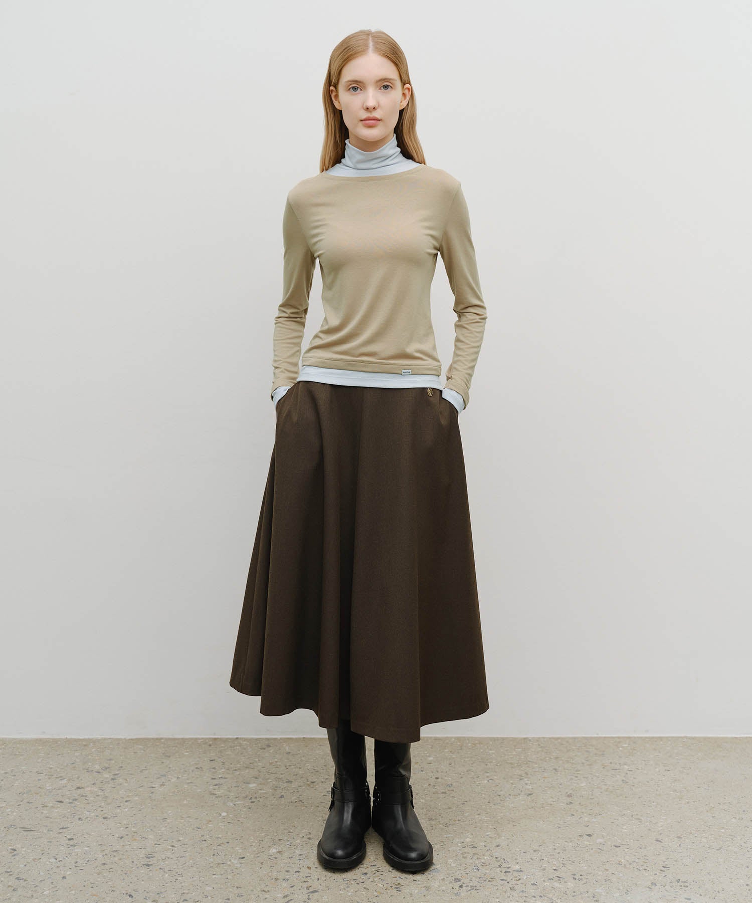 Marithe & Francois Girbaud - Layered Turtle Neck Long Sleeve (Light Brown) product image 5 | TRAB K-Fashion Australia