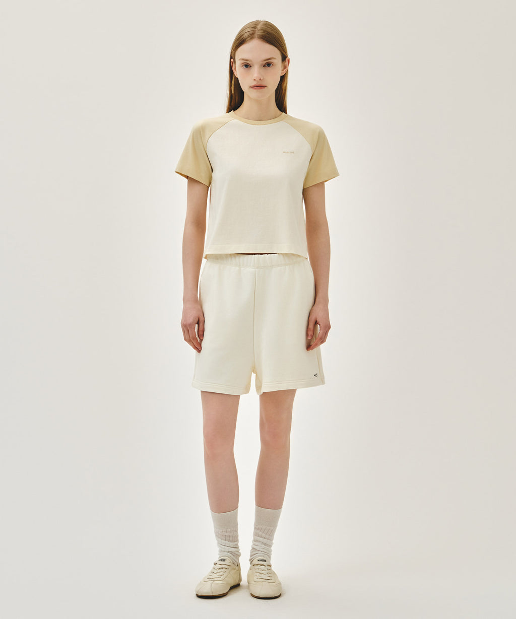 Marithe & Francois Girbaud - Small Regular Logo Raglan Crop Tee (Butter) product image 5 | TRAB K-Fashion Australia