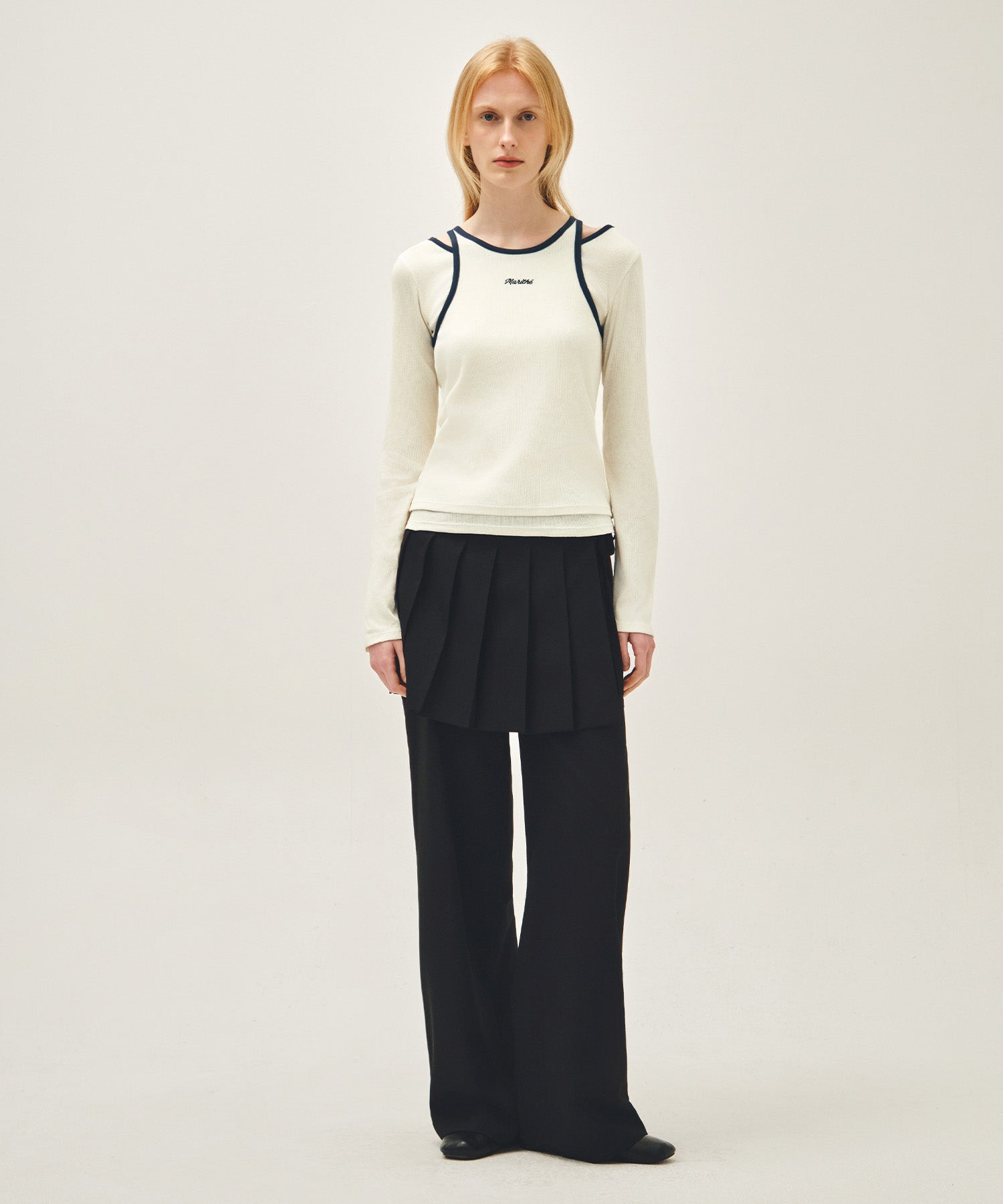 Marithe & Francois Girbaud - Sleeveless Layered Long Sleeve Tee (Ivory) product image 5 | TRAB K-Fashion Australia