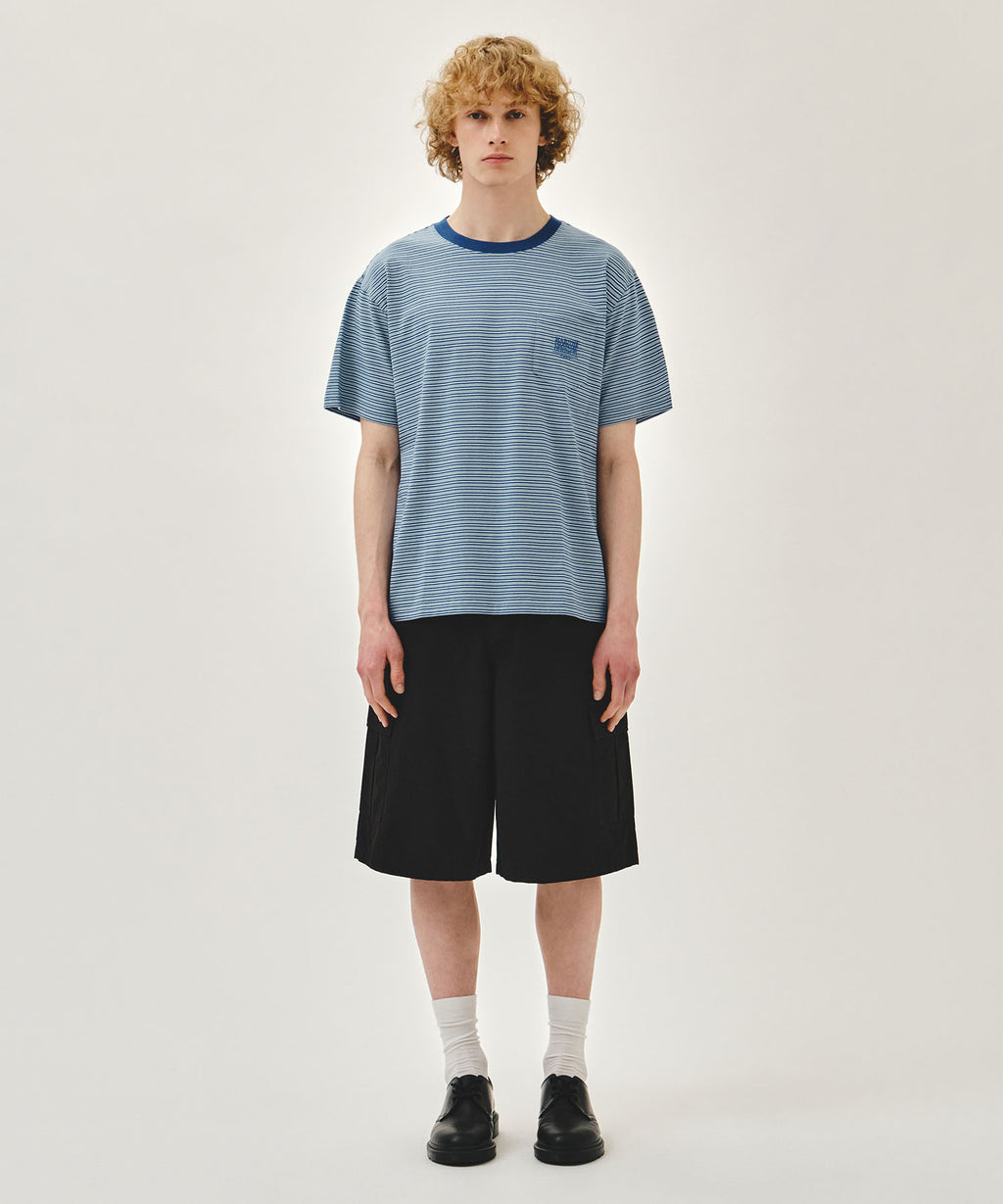 Marithe & Francois Girbaud - Small Classic Logo Stripe Ringer Tee (Blue) product image 5 | TRAB K-Fashion Australia