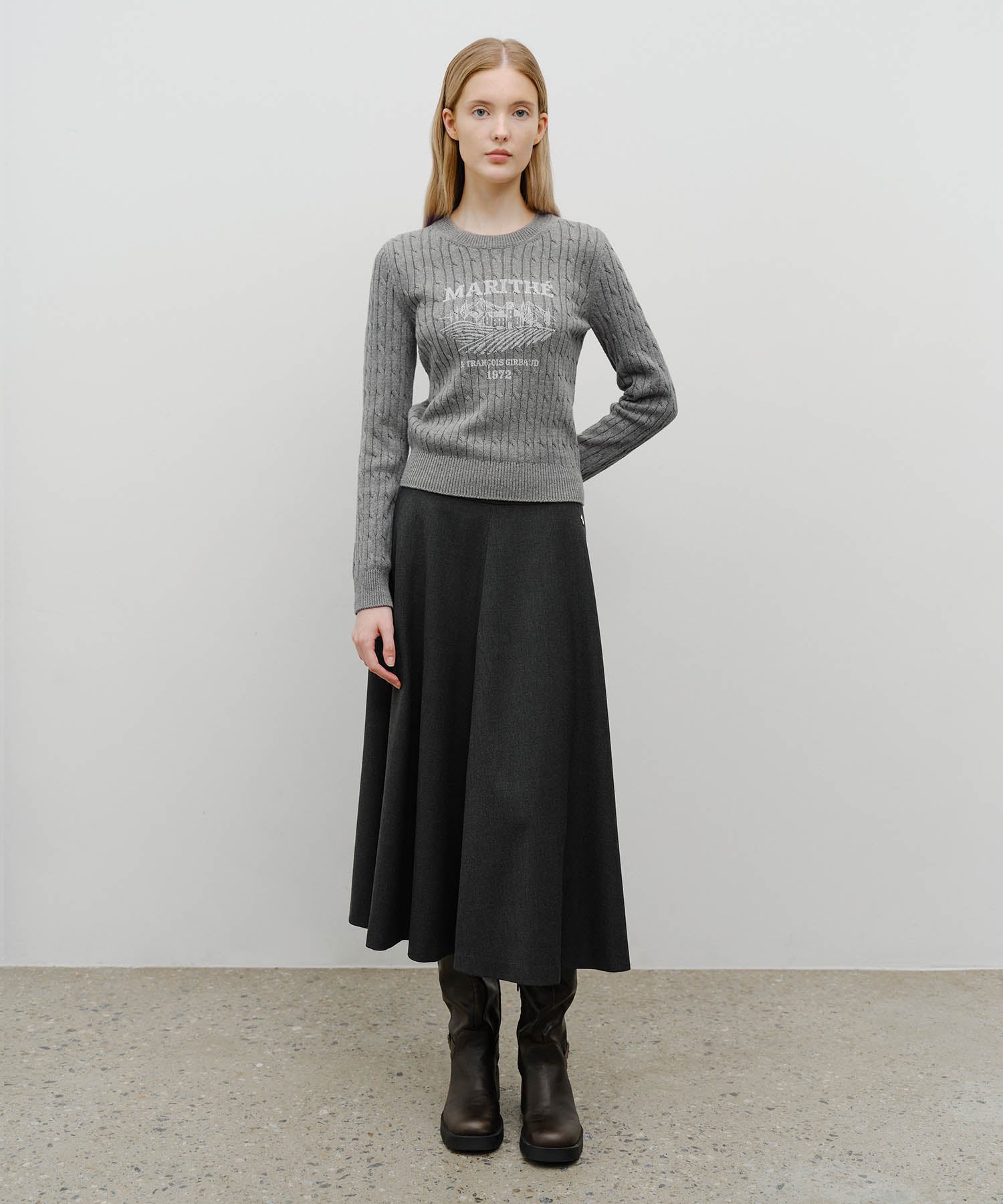 Marithe & Francois Girbaud - Vineyard Cable Knit Pullover (Melange Gray) product image 5 | TRAB K-Fashion Australia