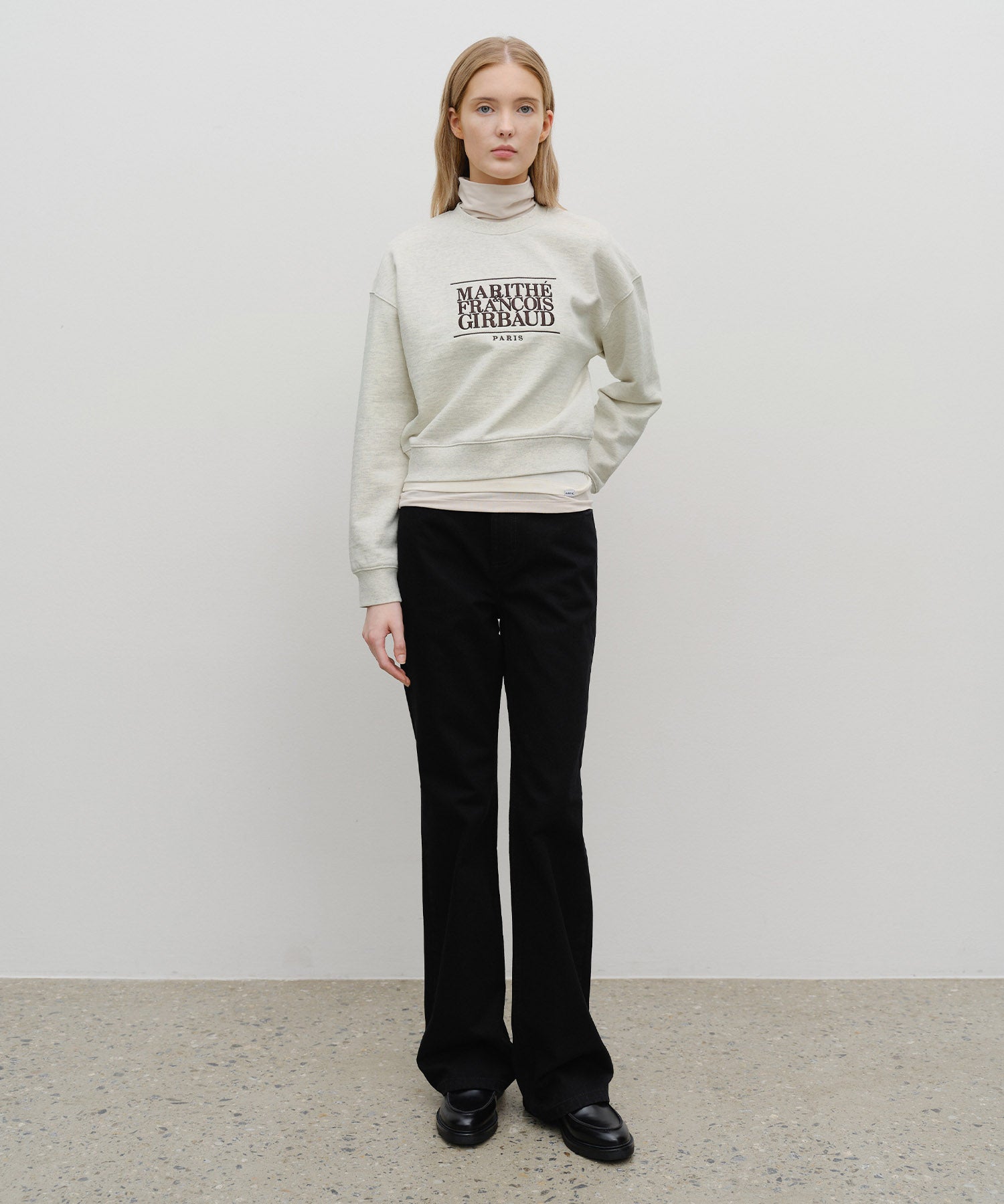 Marithe & Francois Girbaud - Classic Logo Crop Sweatshirt (Oatmeal) product image 5 | TRAB K-Fashion Australia