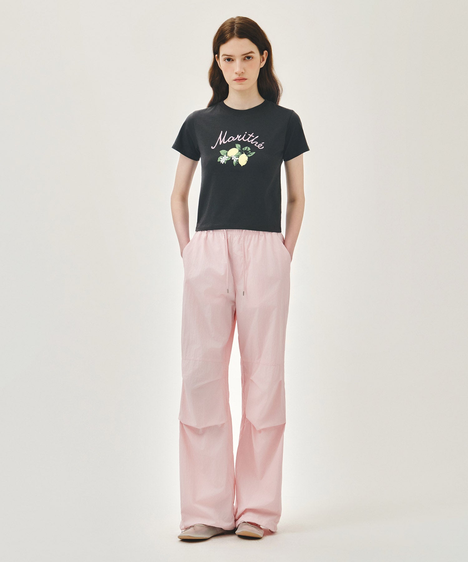 Marithe & Francois Girbaud - [Pre-order – Ships 23 Jun] Lemon Graphic Slim Crop Tee (Charcoal) product image 9 | TRAB K-Fashion Australia