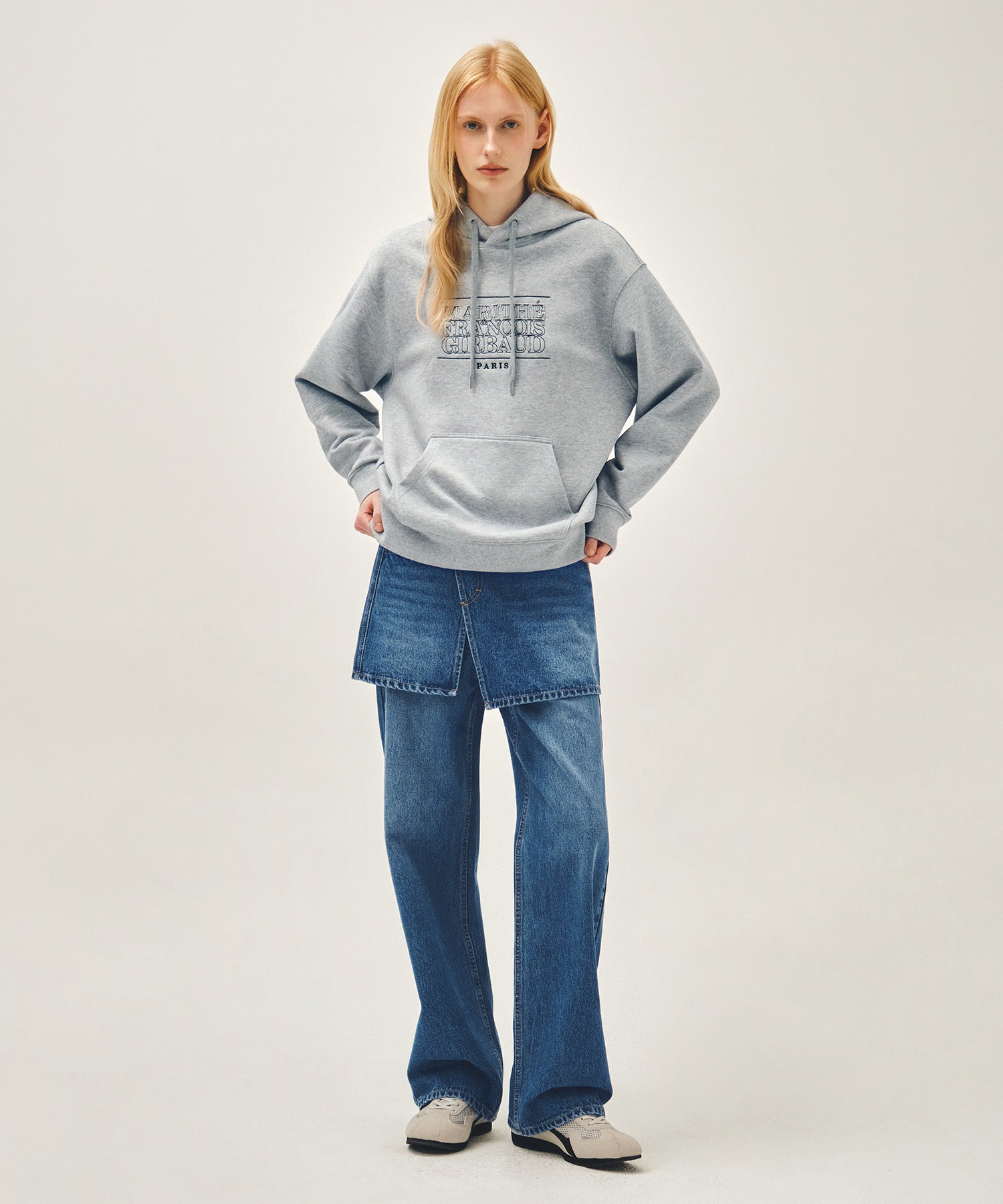 Marithe & Francois Girbaud - Classic Logo Applique Mix Hoodie (Heather Gray) product image 5 | TRAB K-Fashion Australia