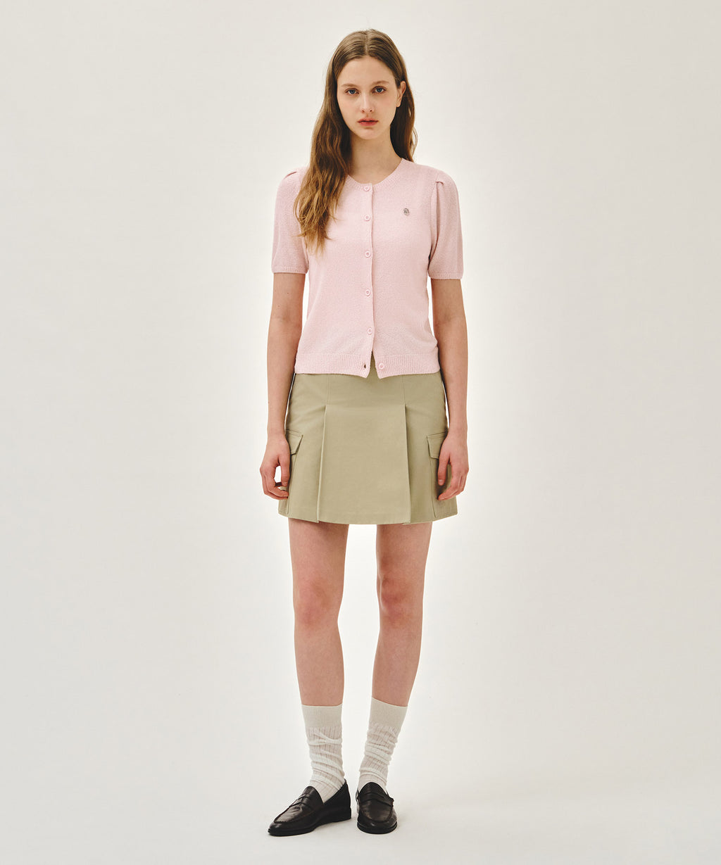 Marithe & Francois Girbaud - Puff Sleeve Half Knit Cardigan (Pink) product image 5 | TRAB K-Fashion Australia