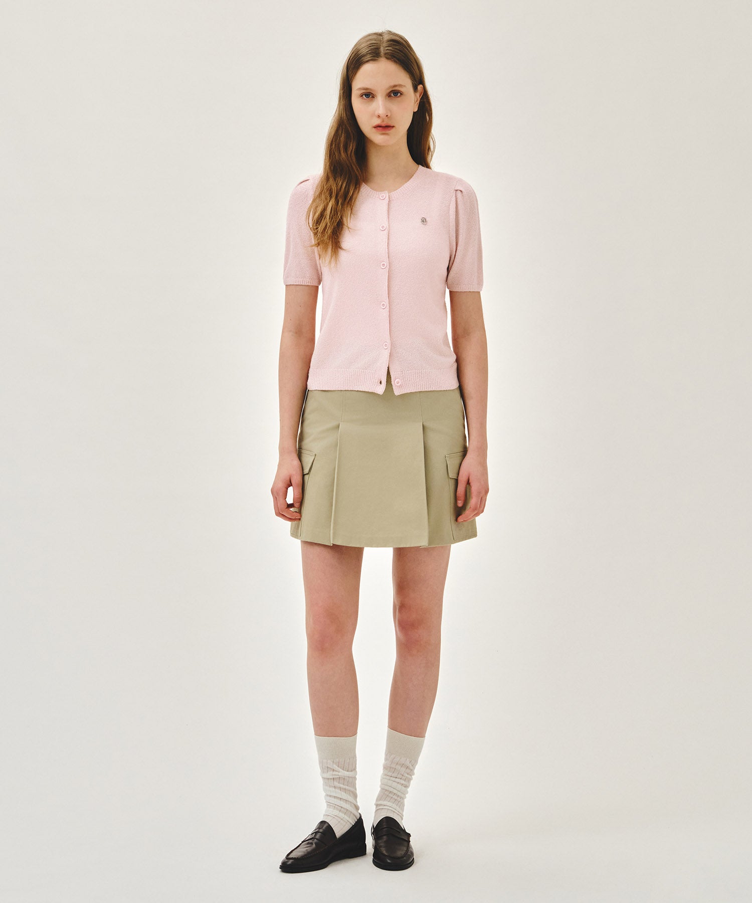 Marithe & Francois Girbaud - Puff Sleeve Half Knit Cardigan (Pink) product image 5 | TRAB K-Fashion Australia
