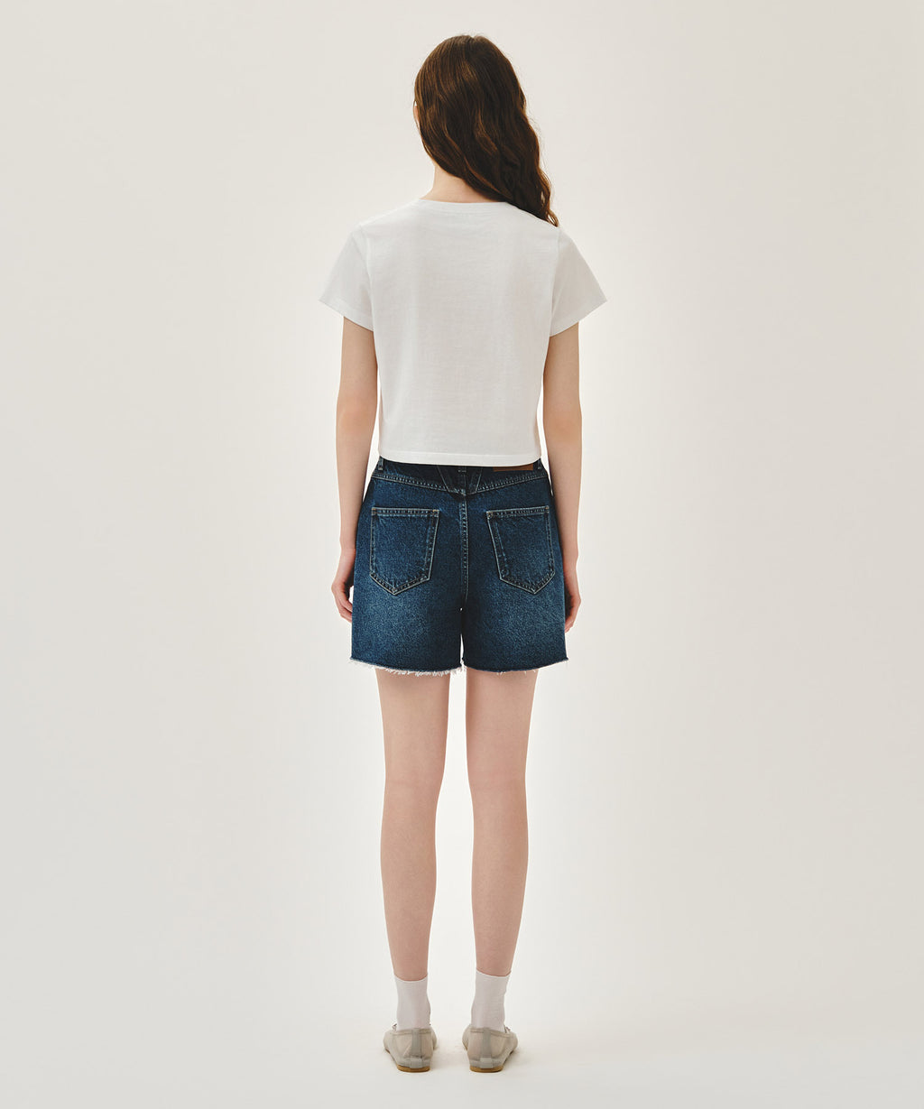 Marithe & Francois Girbaud - Raw Edge Washed Denim Shorts (Blue) product image 5 | TRAB K-Fashion Australia