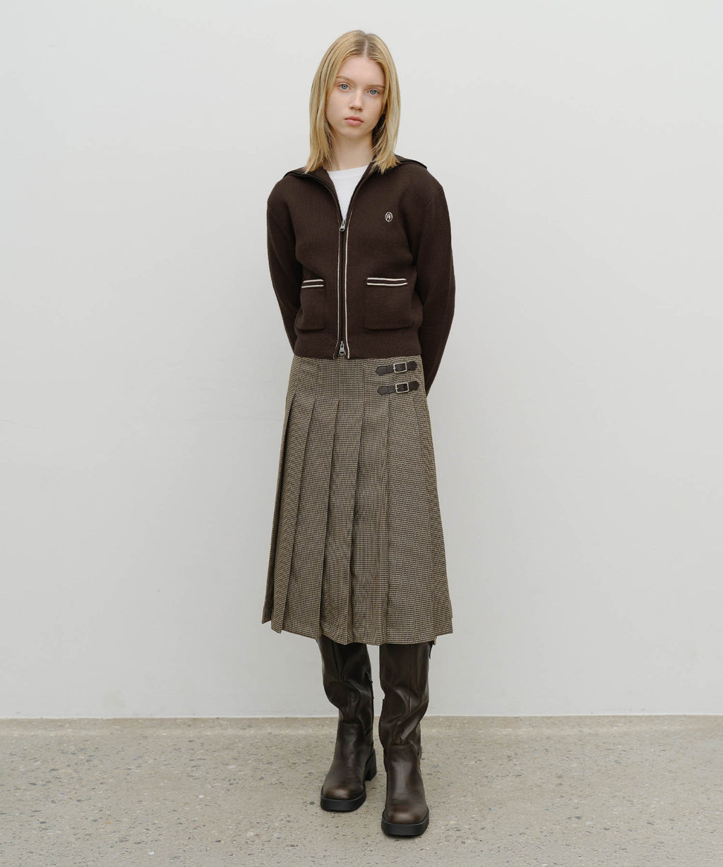 Marithe & Francois Girbaud - Big Collar Zip-up Cardigan (Brown) product image 5 | TRAB K-Fashion Australia