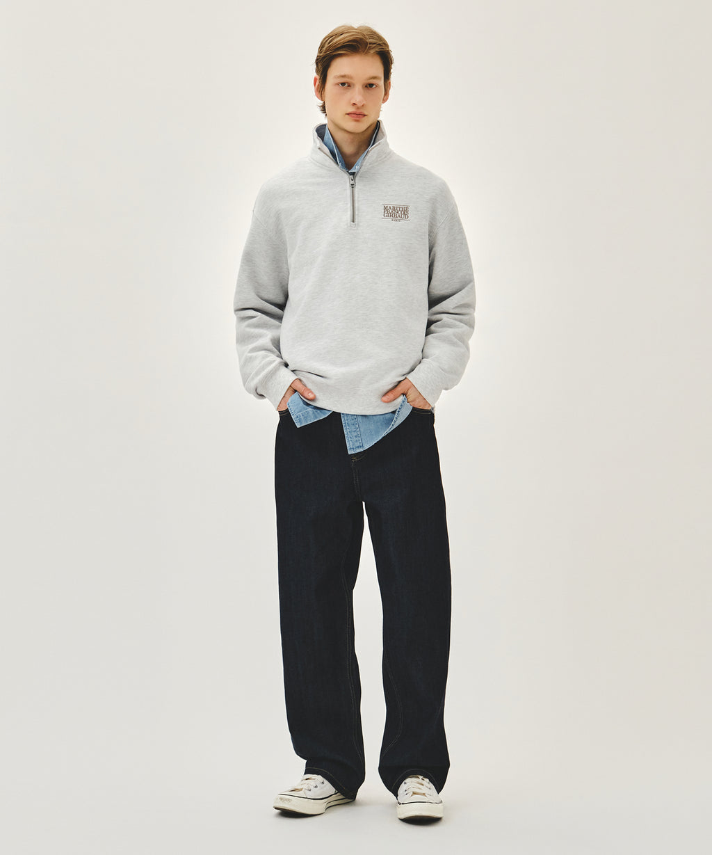 Marithe & Francois Girbaud - Small Classic Logo Half Zipup Sweatshirt (Light Heather Gray) product image 5 | TRAB K-Fashion Australia