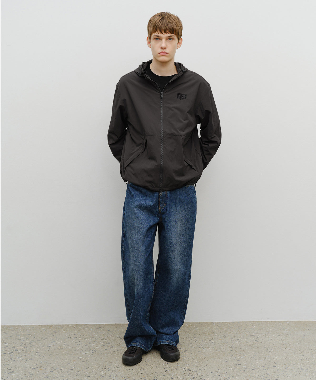 Marithe & Francois Girbaud - Classic Logo Over Fit Hooded Windbreaker (Charcoal) product image 5 | TRAB K-Fashion Australia