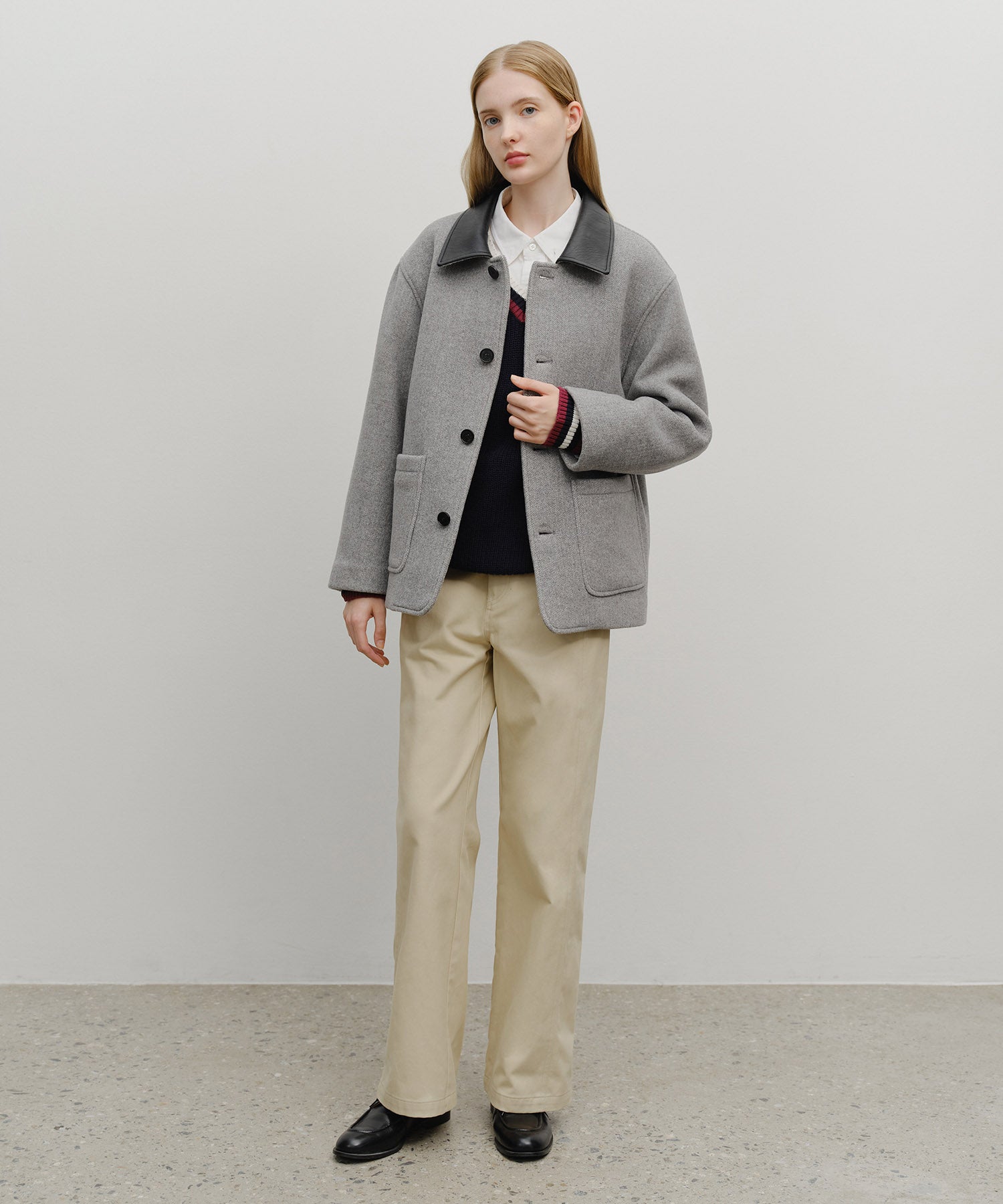 Marithe & Francois Girbaud - Collar Point Half Coat (Gray) product image 5 | TRAB K-Fashion Australia