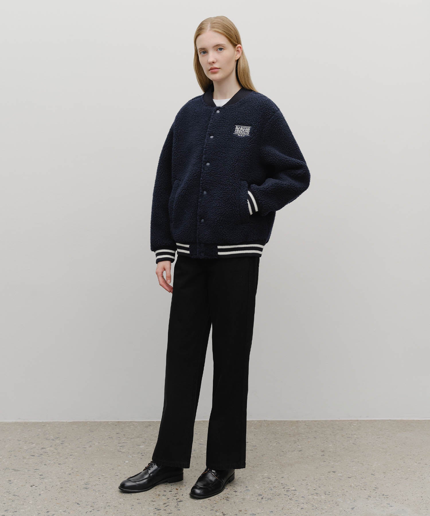 Marithe & Francois Girbaud - Fleece Varsity Jacket (Navy) product image 5 | TRAB K-Fashion Australia