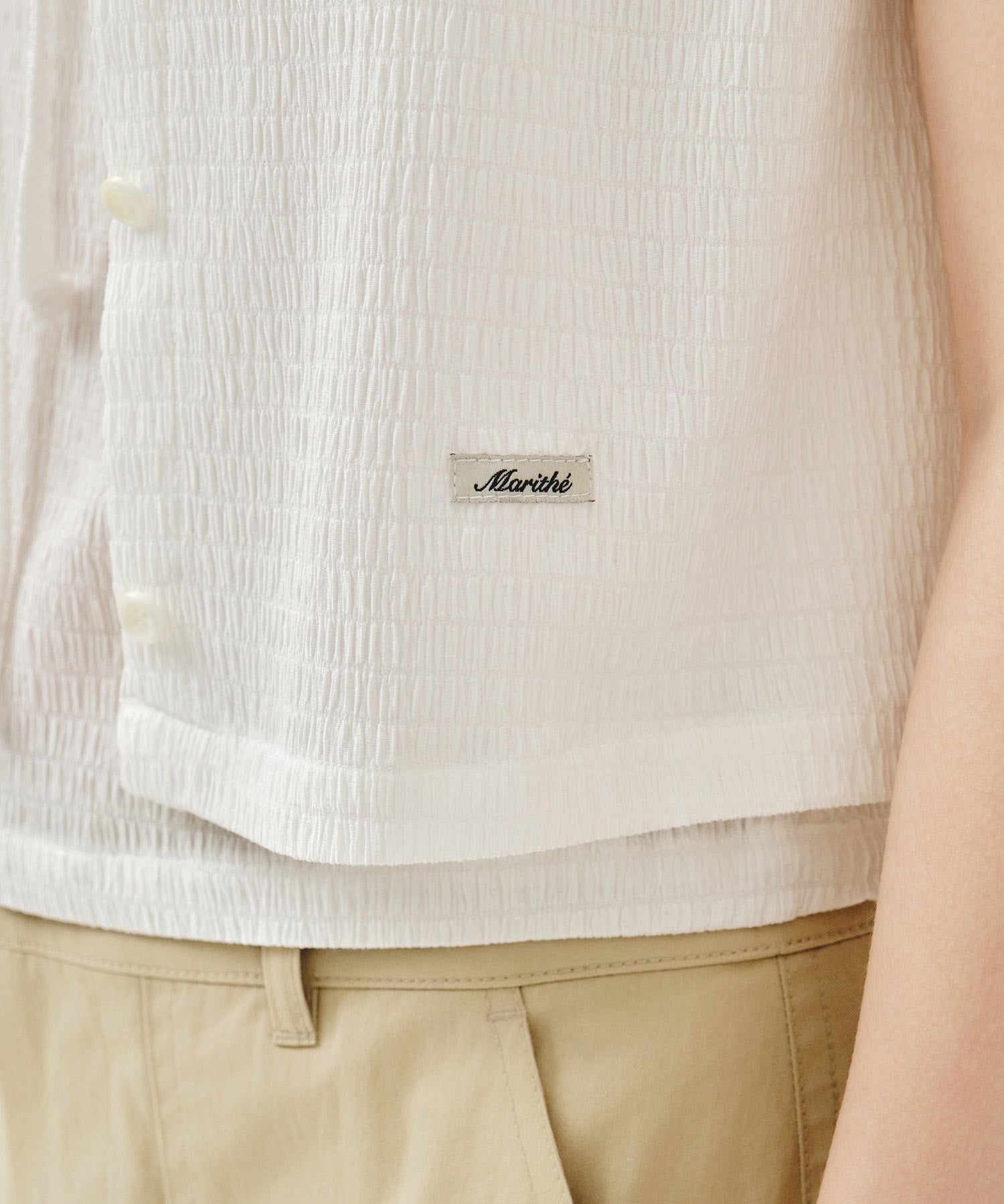 Marithe & Francois Girbaud - Crinkle Sleeveless + Cardigan Set (White) product image 5 | TRAB K-Fashion Australia