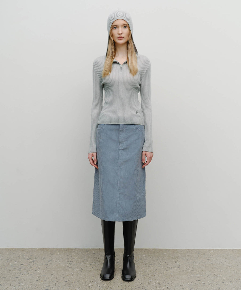 Marithe & Francois Girbaud - Balaclava Hoodie Slim Knit (Light Gray) product image 5 | TRAB K-Fashion Australia