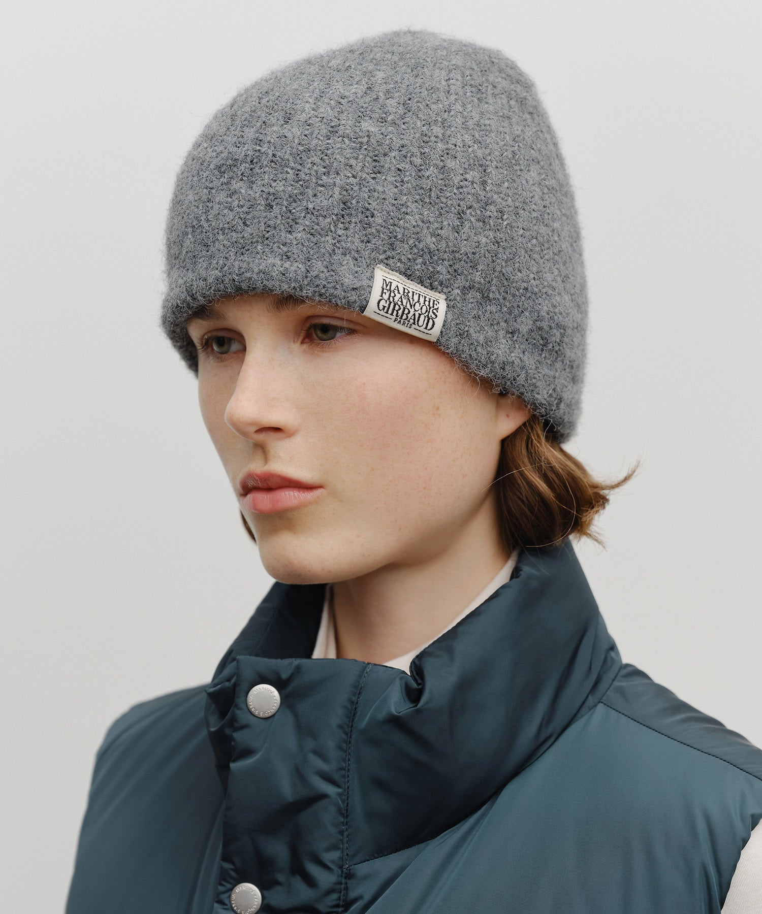 Marithe & Francois Girbaud - Classic Logo Hairy Beanie (Charcoal) product image 5 | TRAB K-Fashion Australia