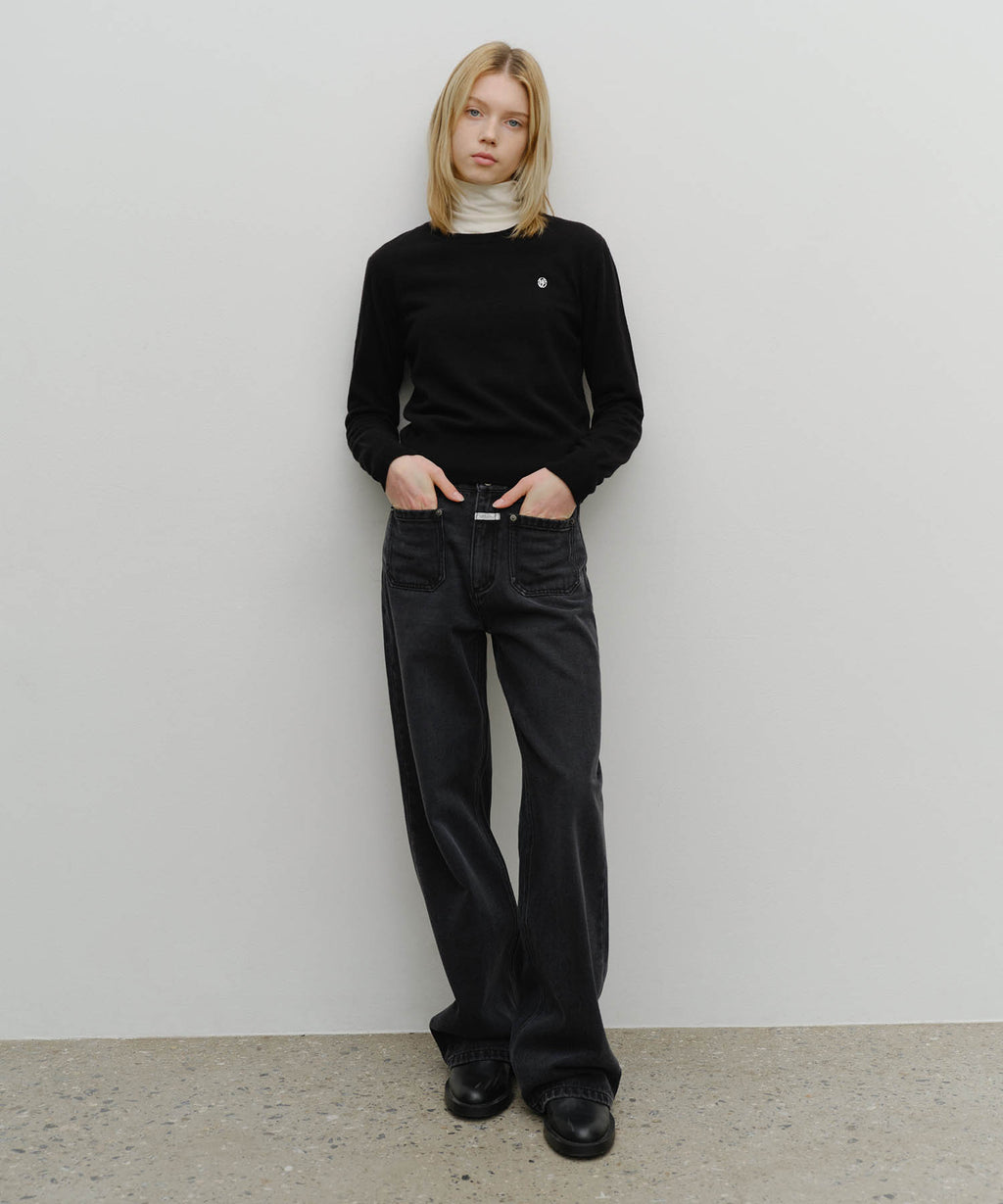 Marithe & Francois Girbaud - Basic Crop Knit Pullover (Black) product image 5 | TRAB K-Fashion Australia