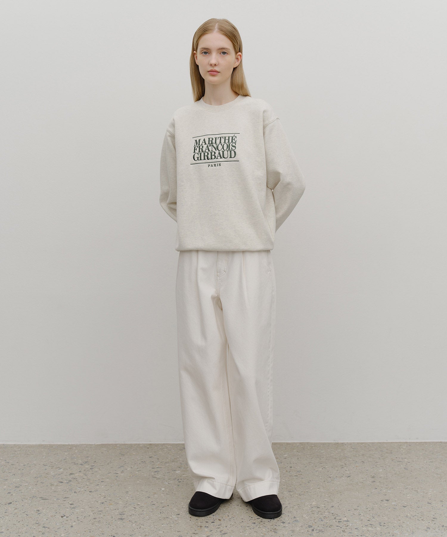 Marithe & Francois Girbaud - Classic Logo Embroidery Sweatshirt (brushed) (Oatmeal) product image 5 | TRAB K-Fashion Australia