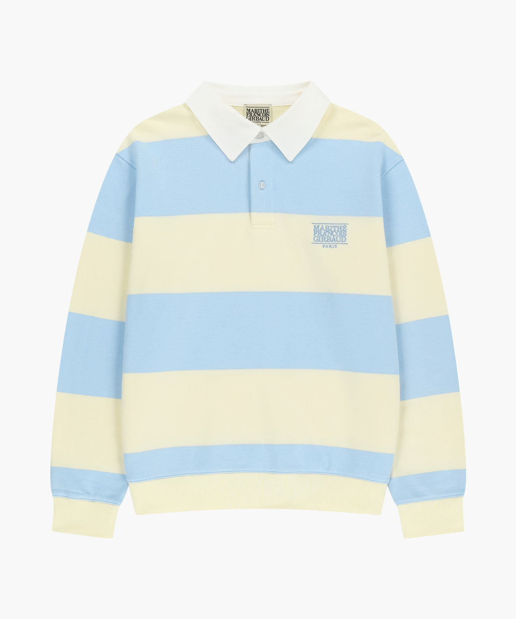 Marithe & Francois Girbaud - Small Classic Logo Rugby Stripe Sweatshirt (Sky Blue) product image 5 | TRAB K-Fashion Australia