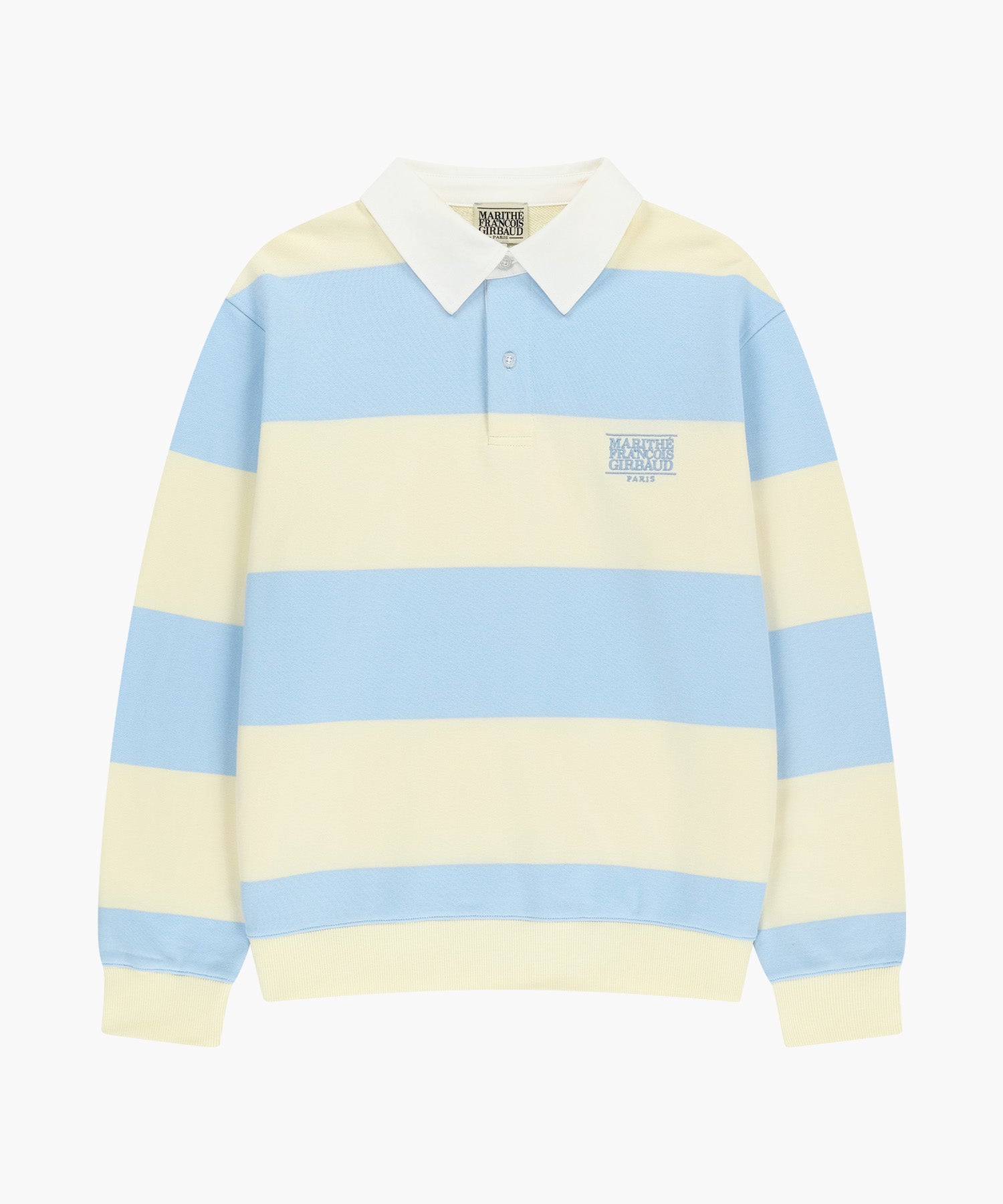 Marithe & Francois Girbaud - Small Classic Logo Rugby Stripe Sweatshirt (Sky Blue) product image 5 | TRAB K-Fashion Australia