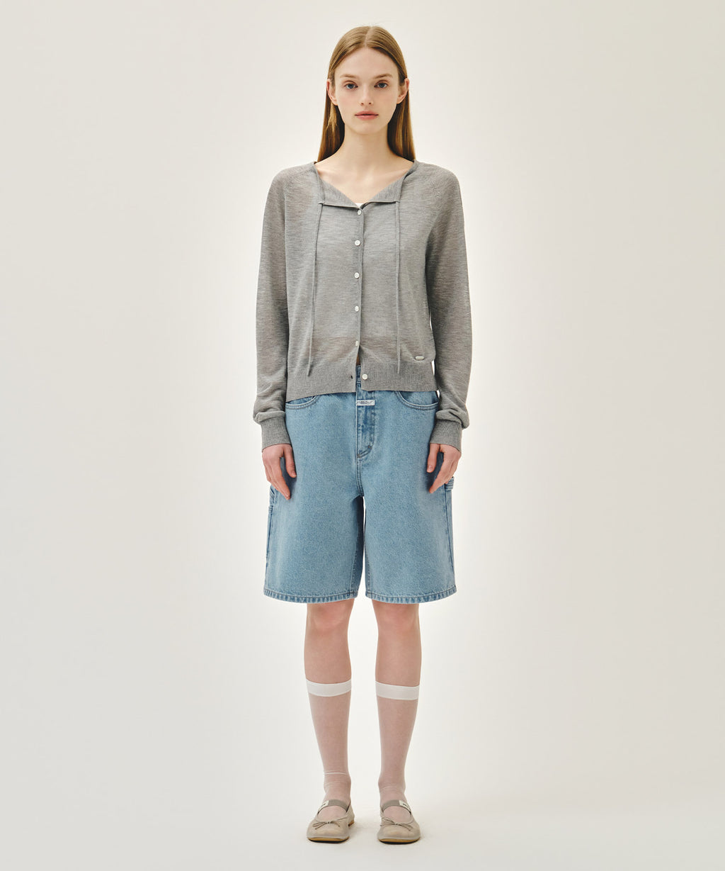 Marithe & Francois Girbaud - Sheer Knit Cardigan (Melange Gray) product image 8 | TRAB K-Fashion Australia
