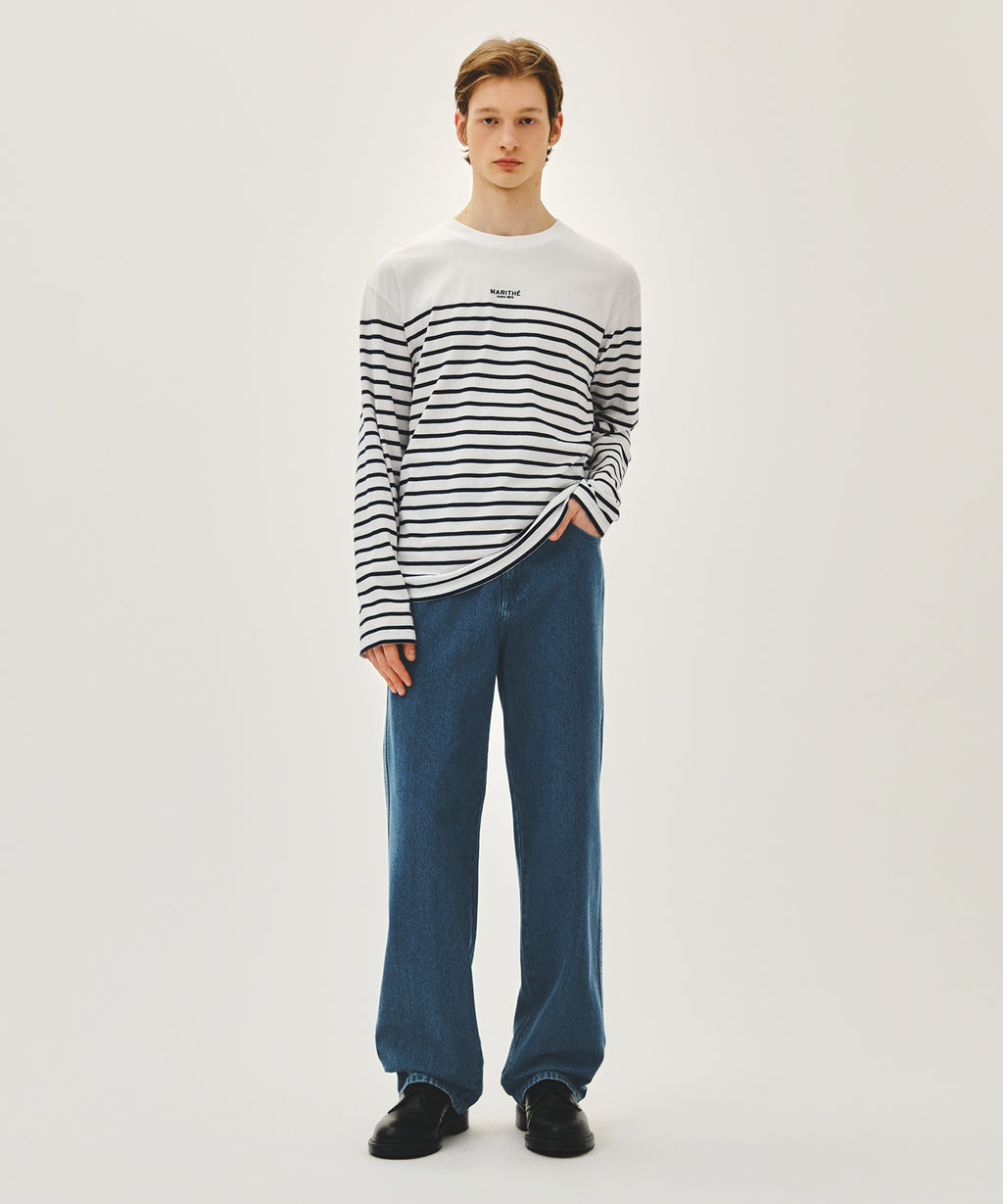 Marithe & Francois Girbaud - Block Stripe Long Sleeve Tee (Navy) product image 8 | TRAB K-Fashion Australia