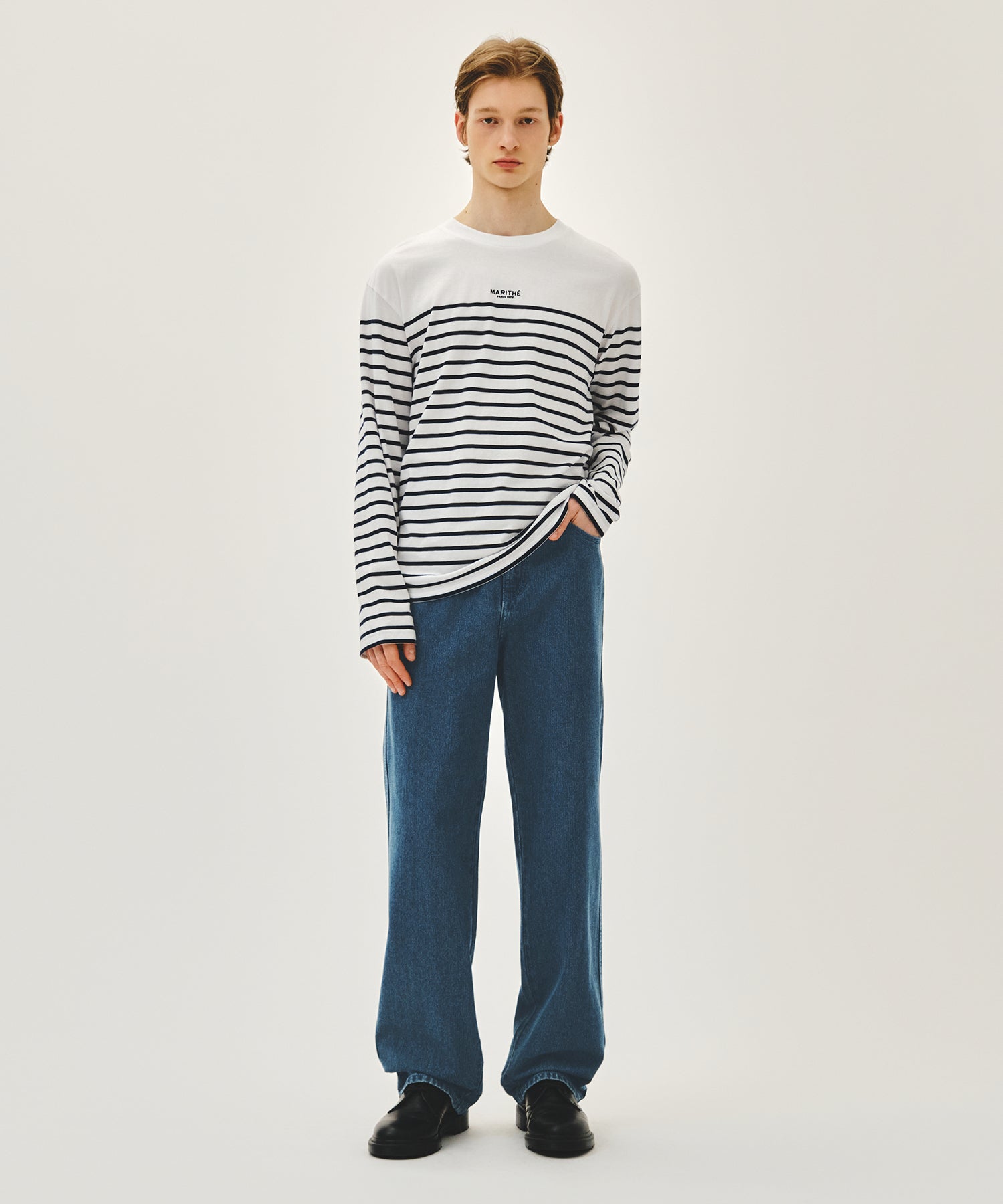 Marithe & Francois Girbaud - Block Stripe Long Sleeve Tee (Navy) product image 8 | TRAB K-Fashion Australia