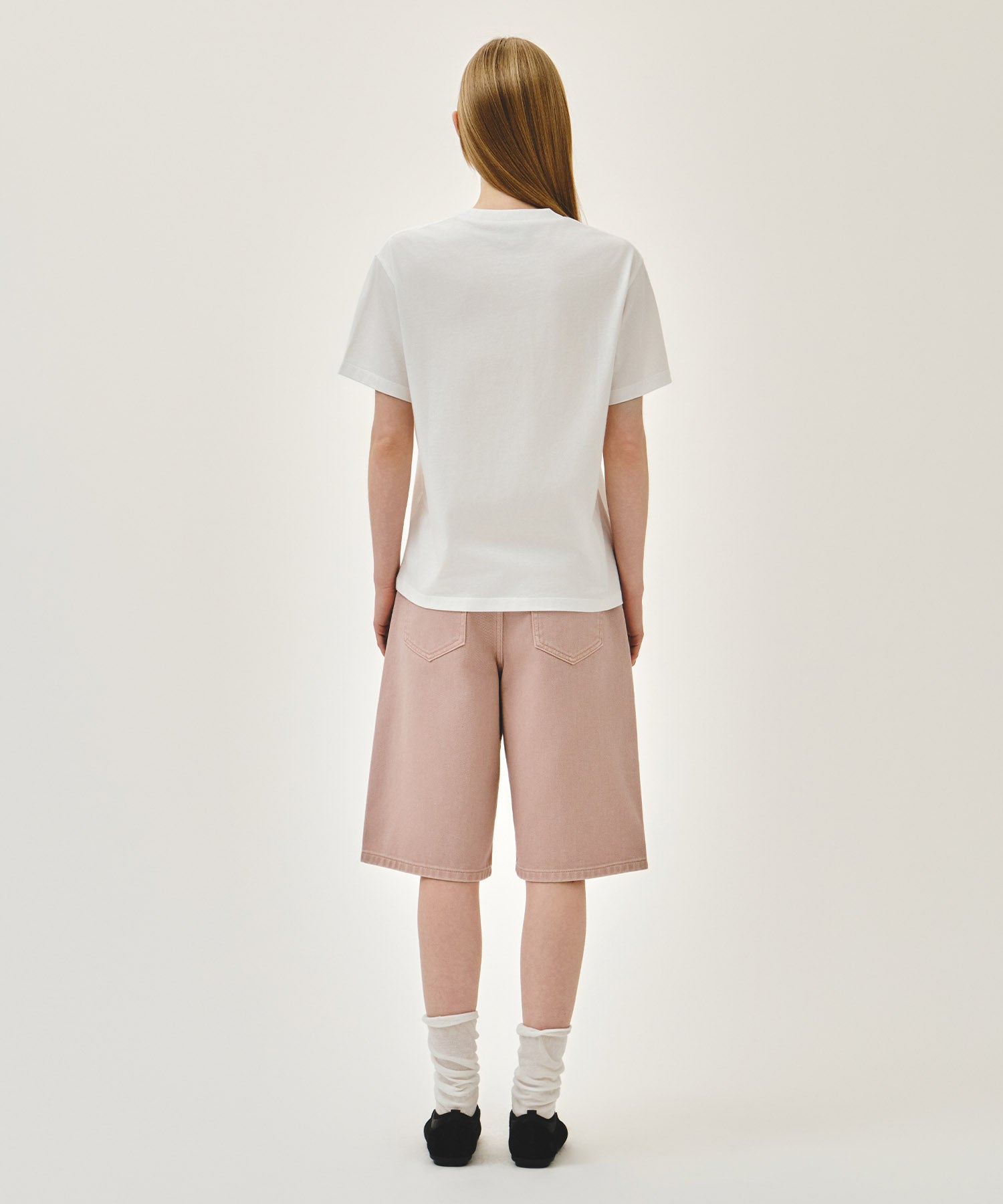 Marithe & Francois Girbaud - Long Bermuda Denim Pants (Dust Pink) product image 5 | TRAB K-Fashion Australia