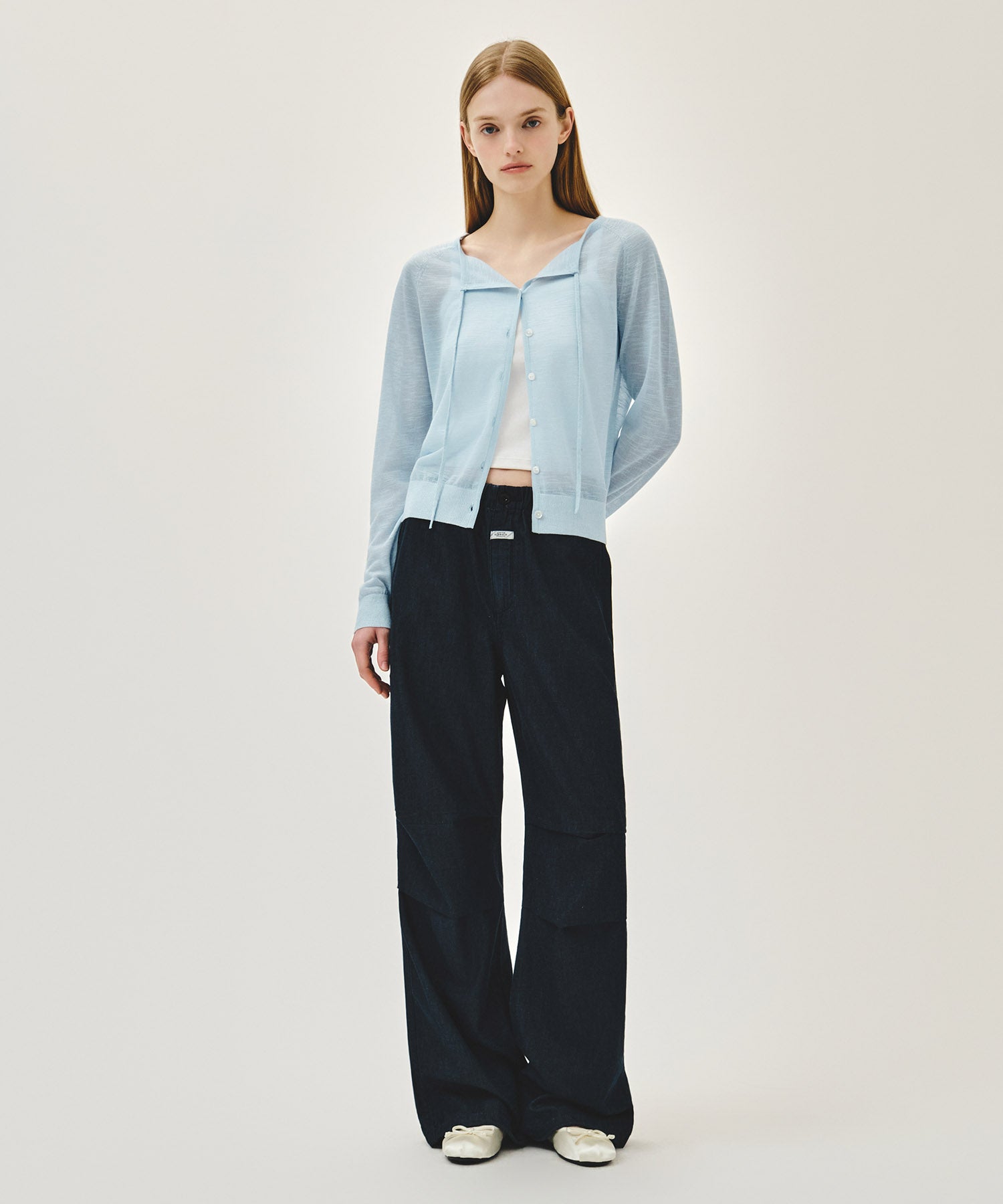 Marithe & Francois Girbaud - Sheer Knit Cardigan (Sky Blue) product image 5 | TRAB K-Fashion Australia