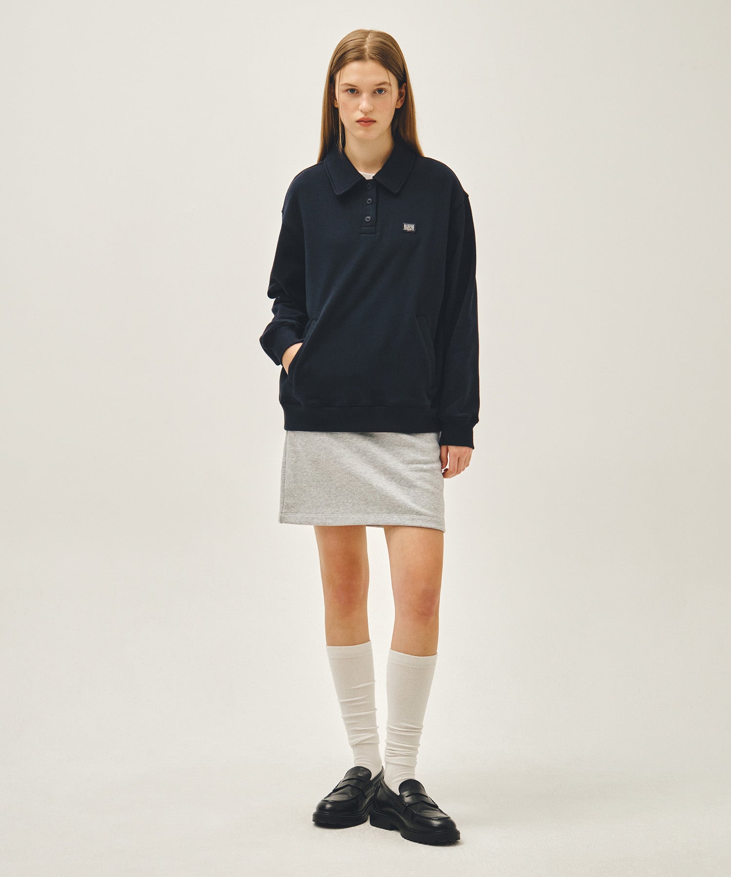Marithe & Francois Girbaud - Classic Logo Wappen Collar Sweatshirt (Navy) product image 5 | TRAB K-Fashion Australia