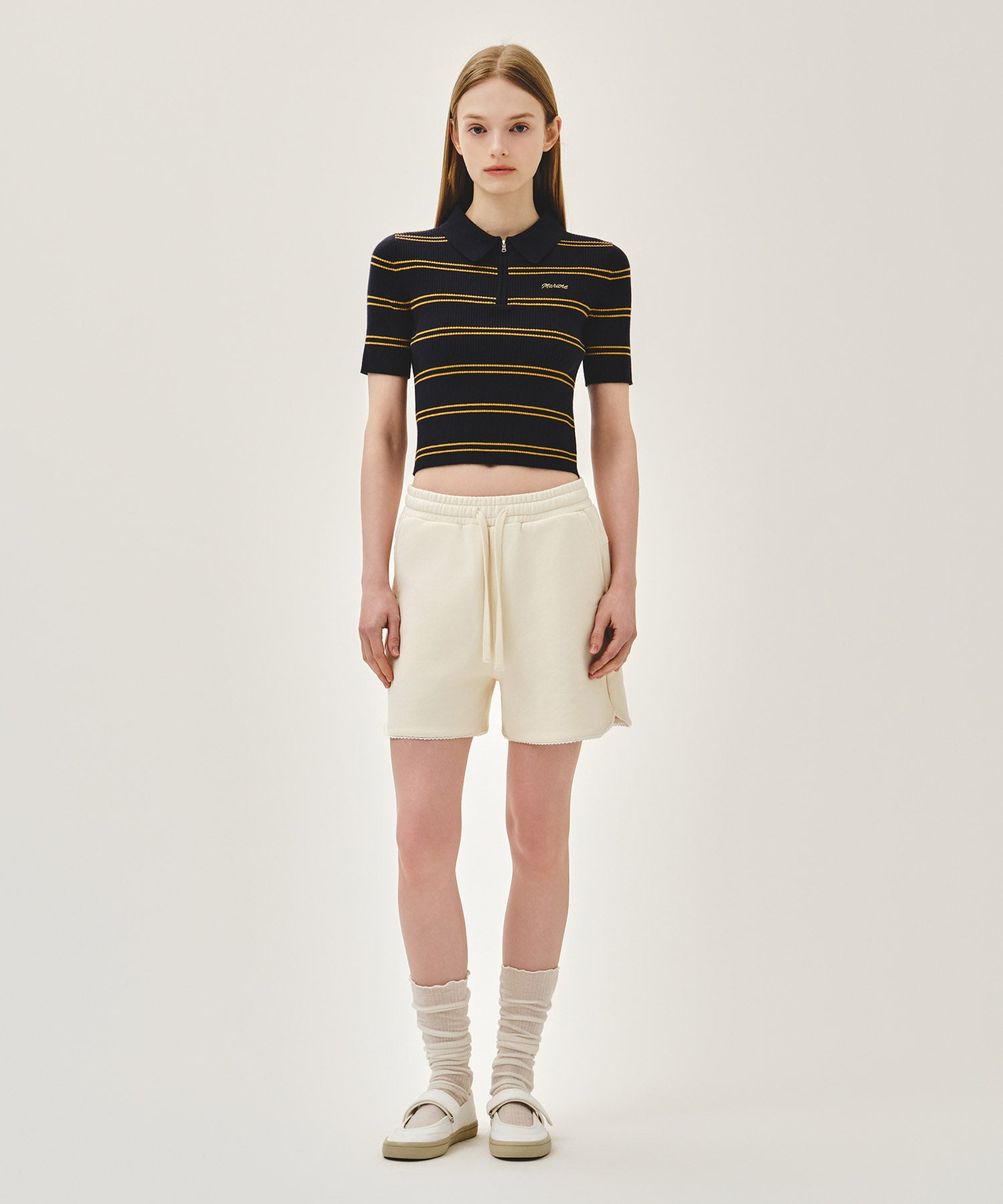 Marithe & Francois Girbaud - Stripe Half Zip Up Slim Knit (Navy) product image 5 | TRAB K-Fashion Australia