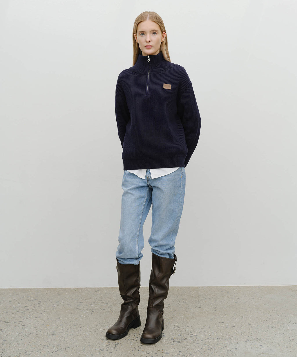 Marithe & Francois Girbaud - Half Neck Zipup Knit (Navy) product image 5 | TRAB K-Fashion Australia