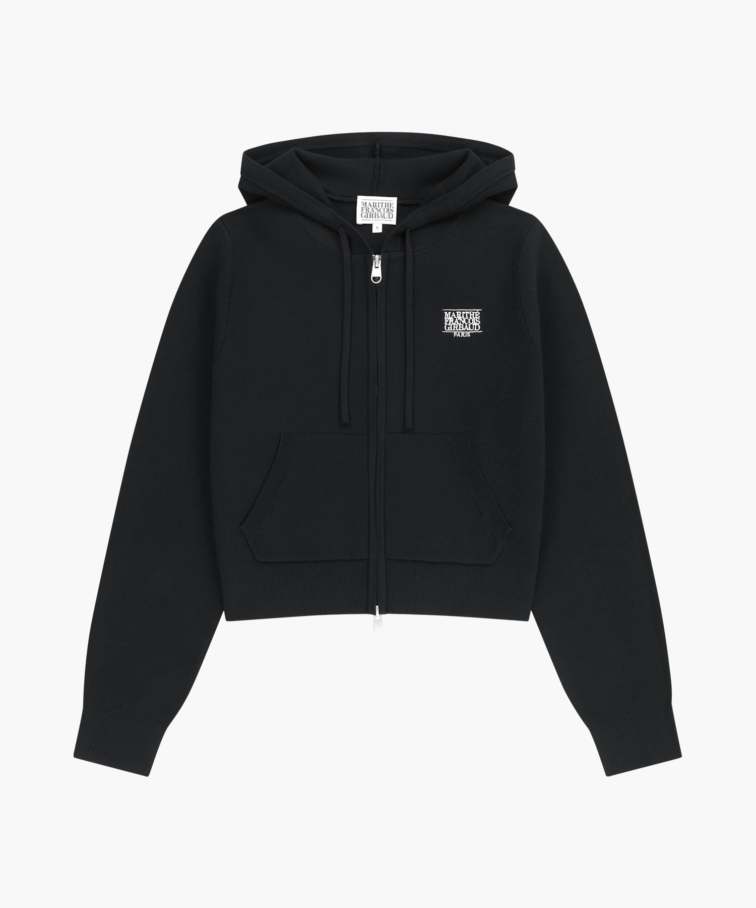 Marithe & Francois Girbaud - Small Classic Logo Crop Knit Hoodie Zipup (Black) product image 5 | TRAB K-Fashion Australia