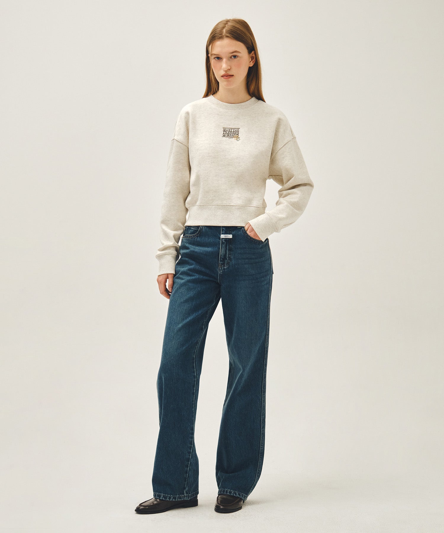 Marithe & Francois Girbaud - Flower Classic Logo Crop Sweatshirt (Oatmeal) product image 5 | TRAB K-Fashion Australia