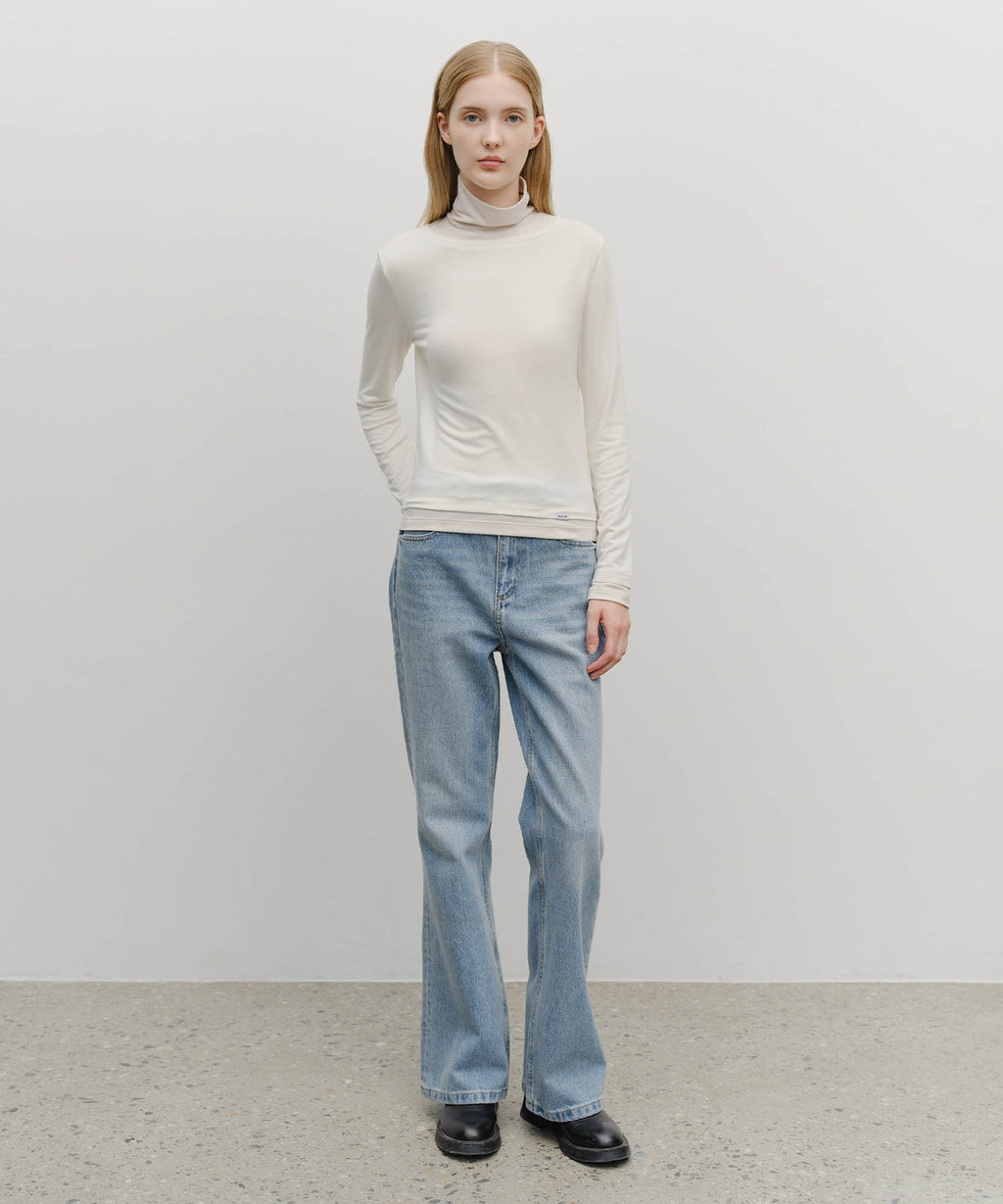 Marithe & Francois Girbaud - Layered Turtle Neck Long Sleeve (Ivory) product image 5 | TRAB K-Fashion Australia