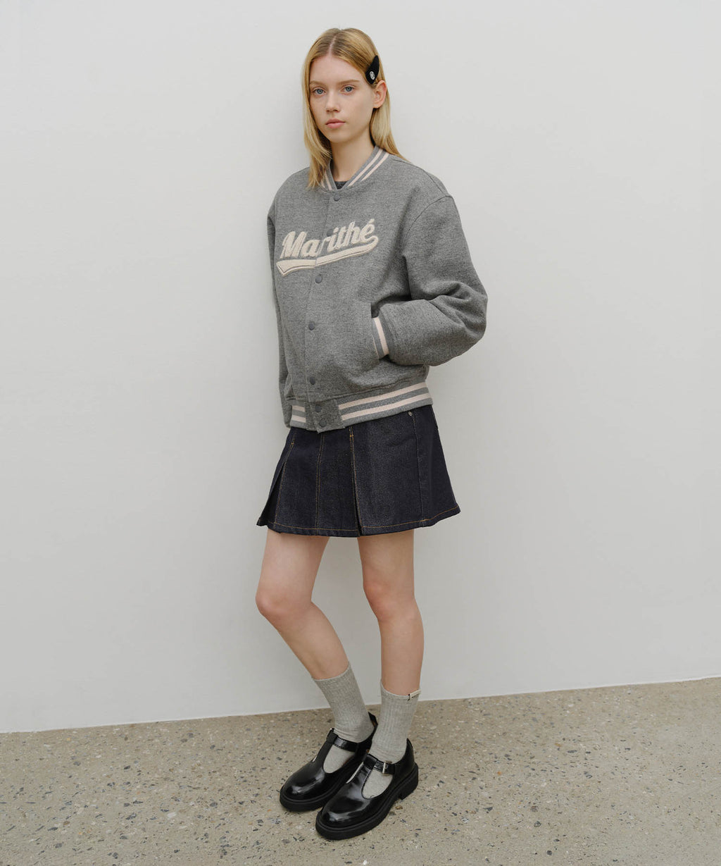 Marithe & Francois Girbaud - Wool Varsity Jacket (Heather Gray) product image 5 | TRAB K-Fashion Australia
