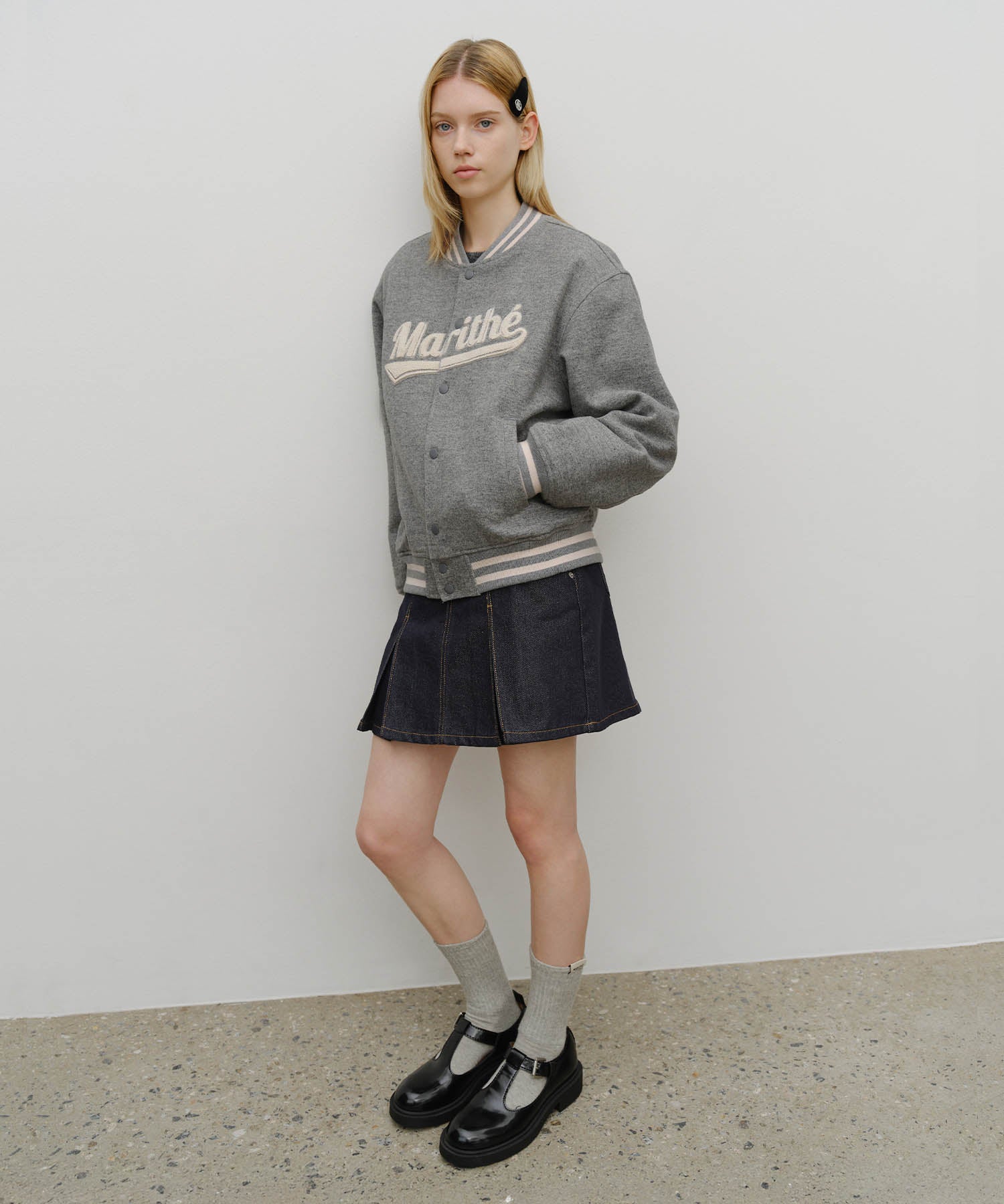 Marithe & Francois Girbaud - Wool Varsity Jacket (Heather Gray) product image 5 | TRAB K-Fashion Australia