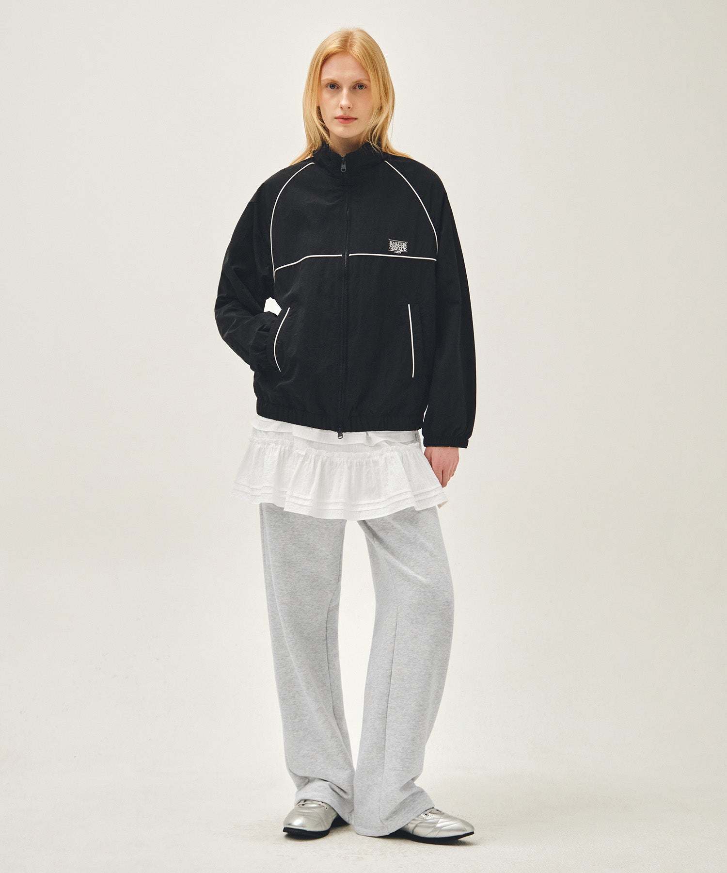 Marithe & Francois Girbaud - Classic Logo High Neck Wind Jacket (Black) product image 5 | TRAB K-Fashion Australia