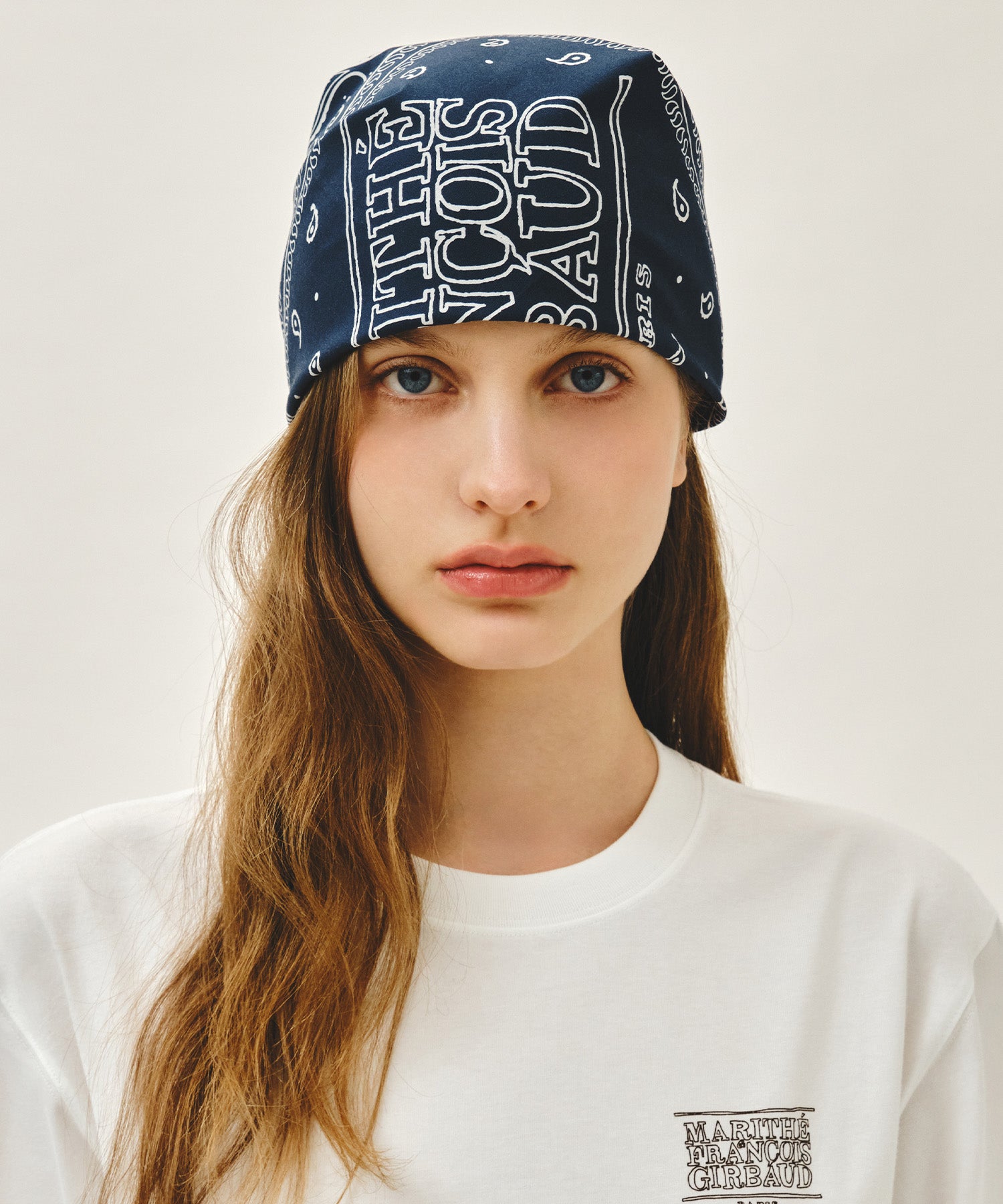 Marithe & Francois Girbaud - Classic Logo Bandana Scarf (Navy) product image 5 | TRAB K-Fashion Australia