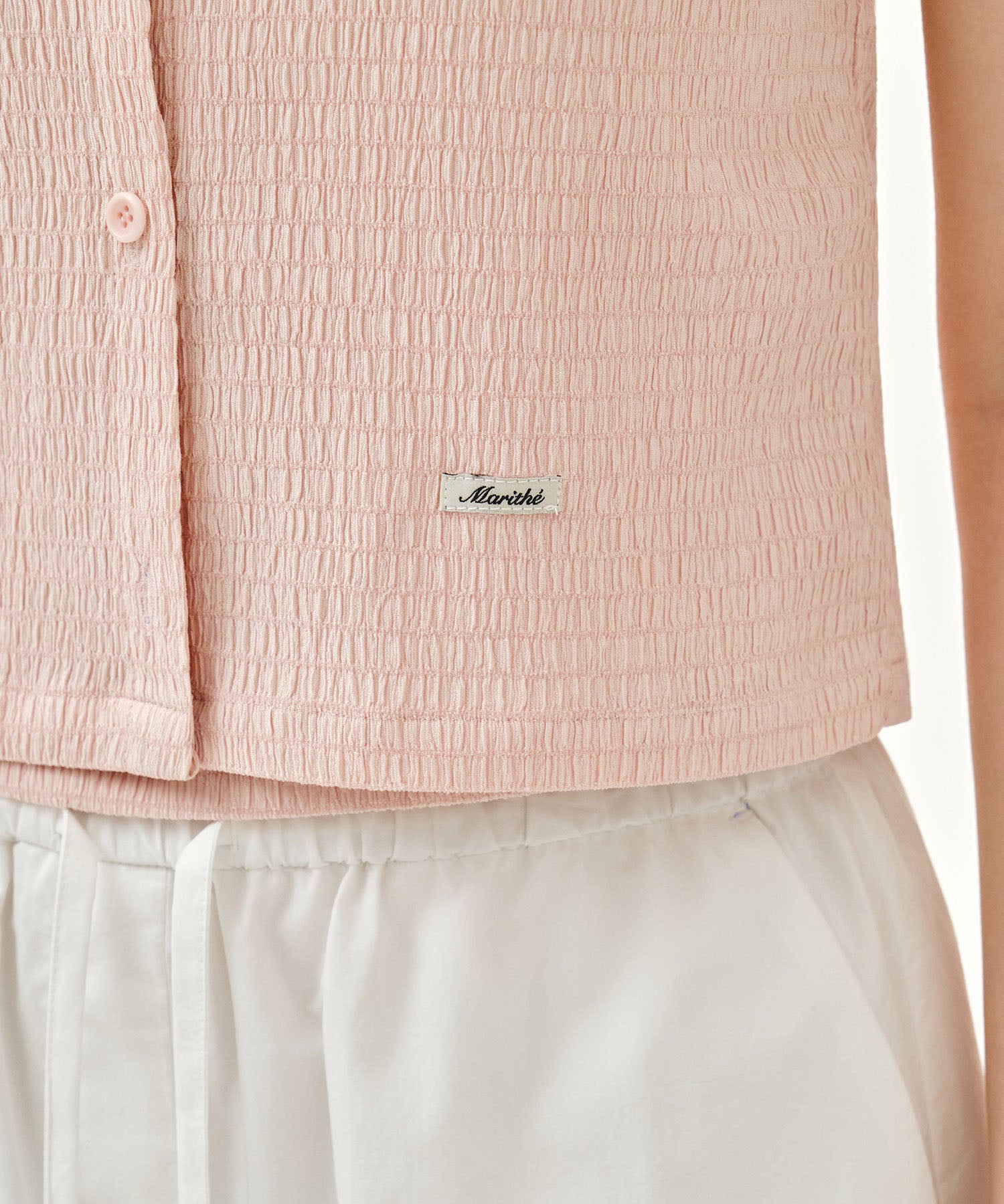Marithe & Francois Girbaud - Crinkle Sleeveless + Cardigan Set (Pink) product image 5 | TRAB K-Fashion Australia