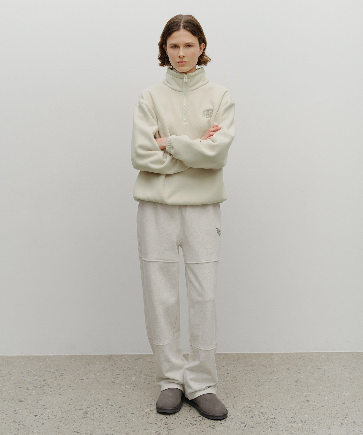 Marithe & Francois Girbaud - Classic Logo Half Neck Fleece Sweatshirt (Ivory) product image 5 | TRAB K-Fashion Australia